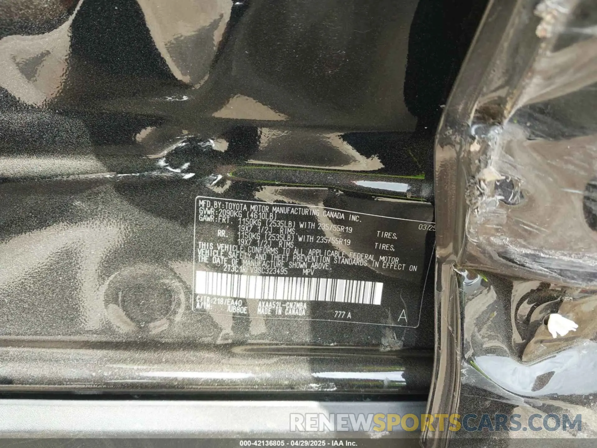 9 Photograph of a damaged car 2T3C1RFV9SC323495 TOYOTA RAV4 2025