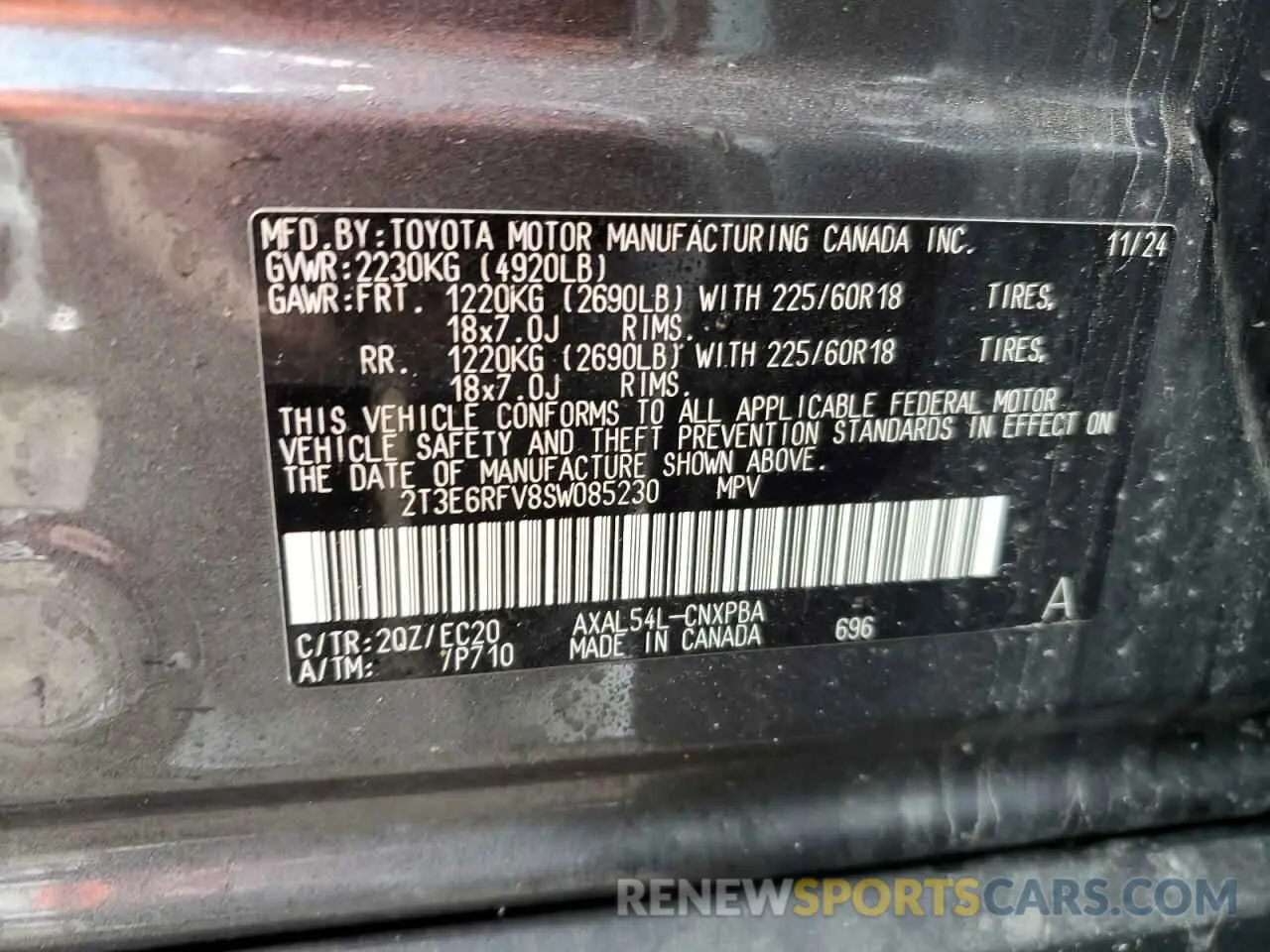12 Photograph of a damaged car 2T3E6RFV8SW085230 TOYOTA RAV4 2025