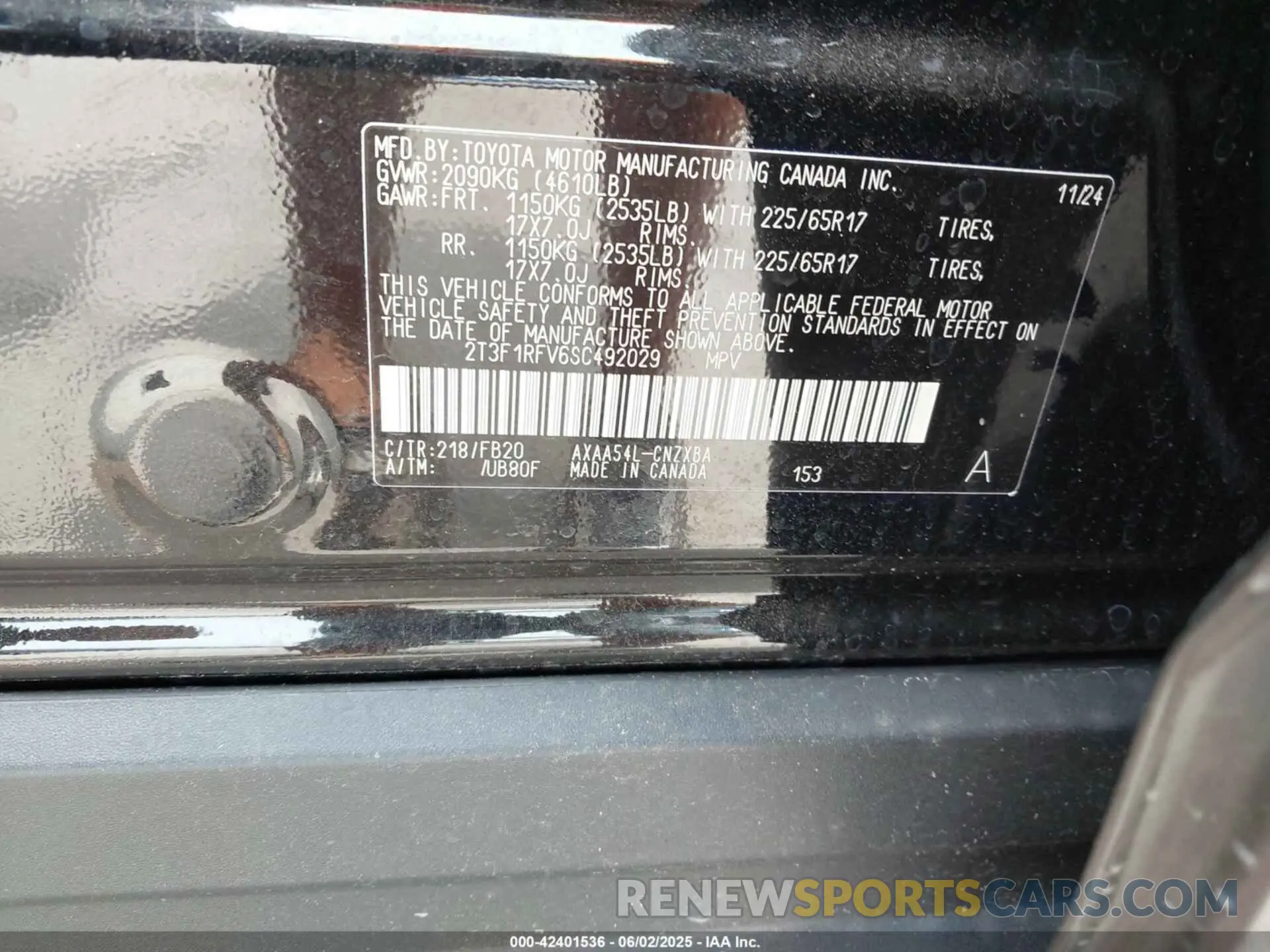 9 Photograph of a damaged car 2T3F1RFV6SC492029 TOYOTA RAV4 2025