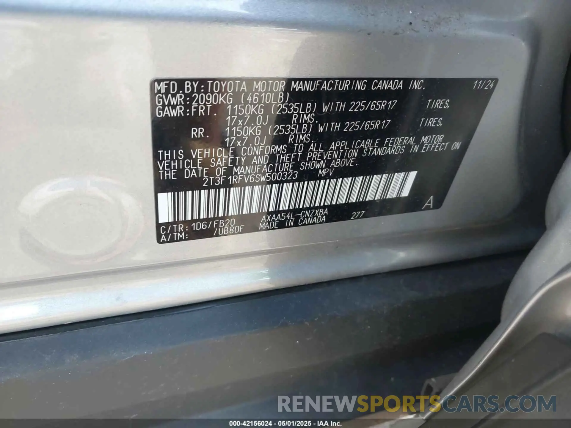 9 Photograph of a damaged car 2T3F1RFV6SW500323 TOYOTA RAV4 2025