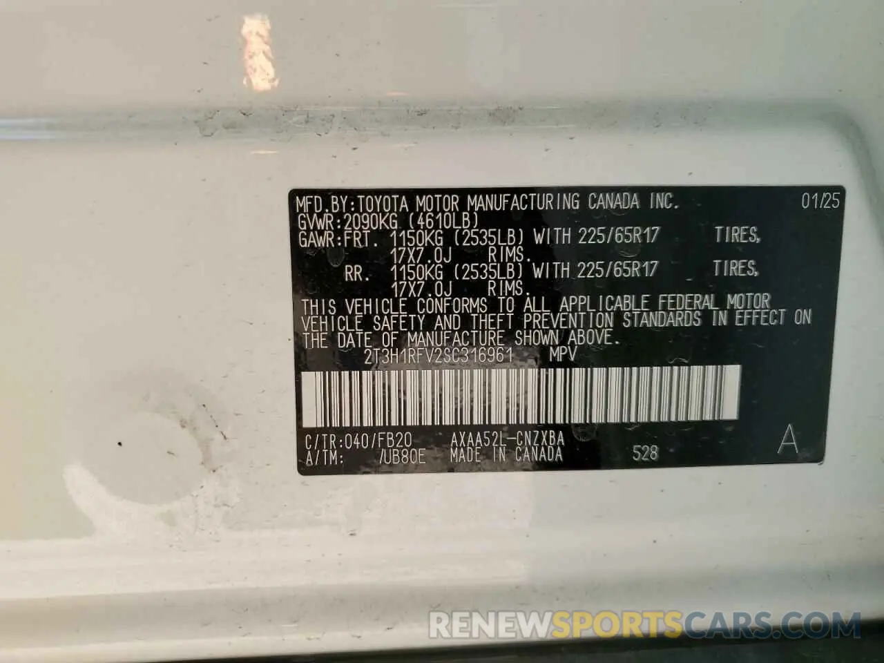 12 Photograph of a damaged car 2T3H1RFV2SC316961 TOYOTA RAV4 2025