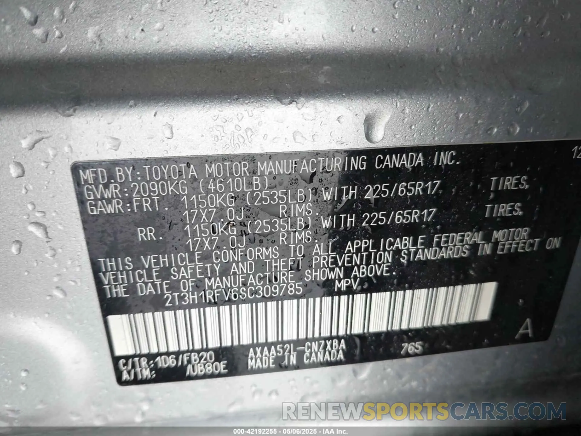 9 Photograph of a damaged car 2T3H1RFV6SC309785 TOYOTA RAV4 2025
