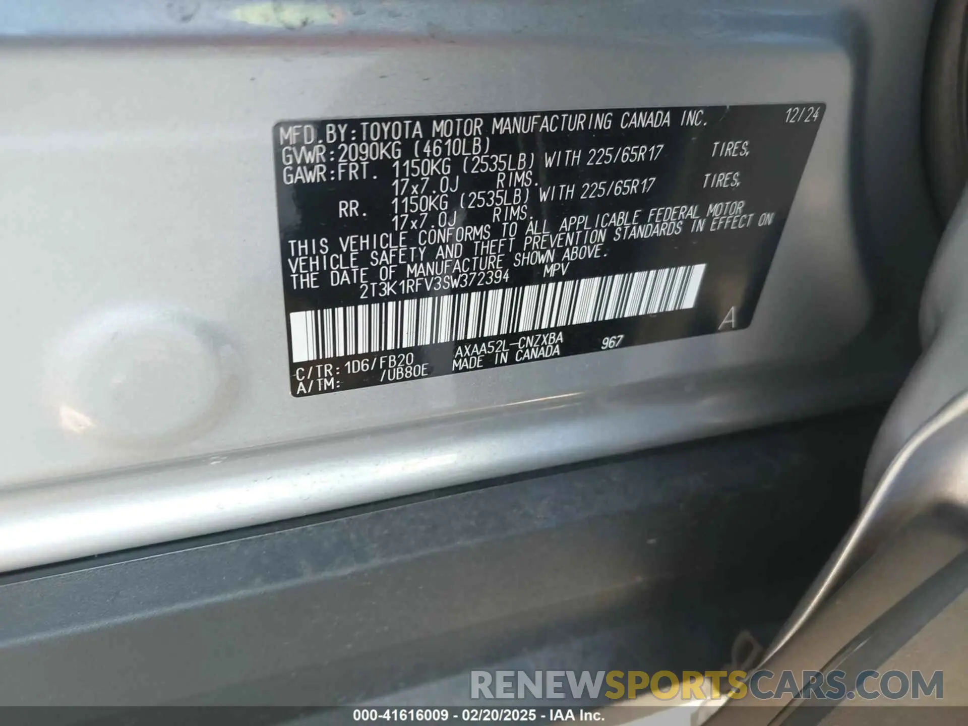9 Photograph of a damaged car 2T3K1RFV3SW372394 TOYOTA RAV4 2025