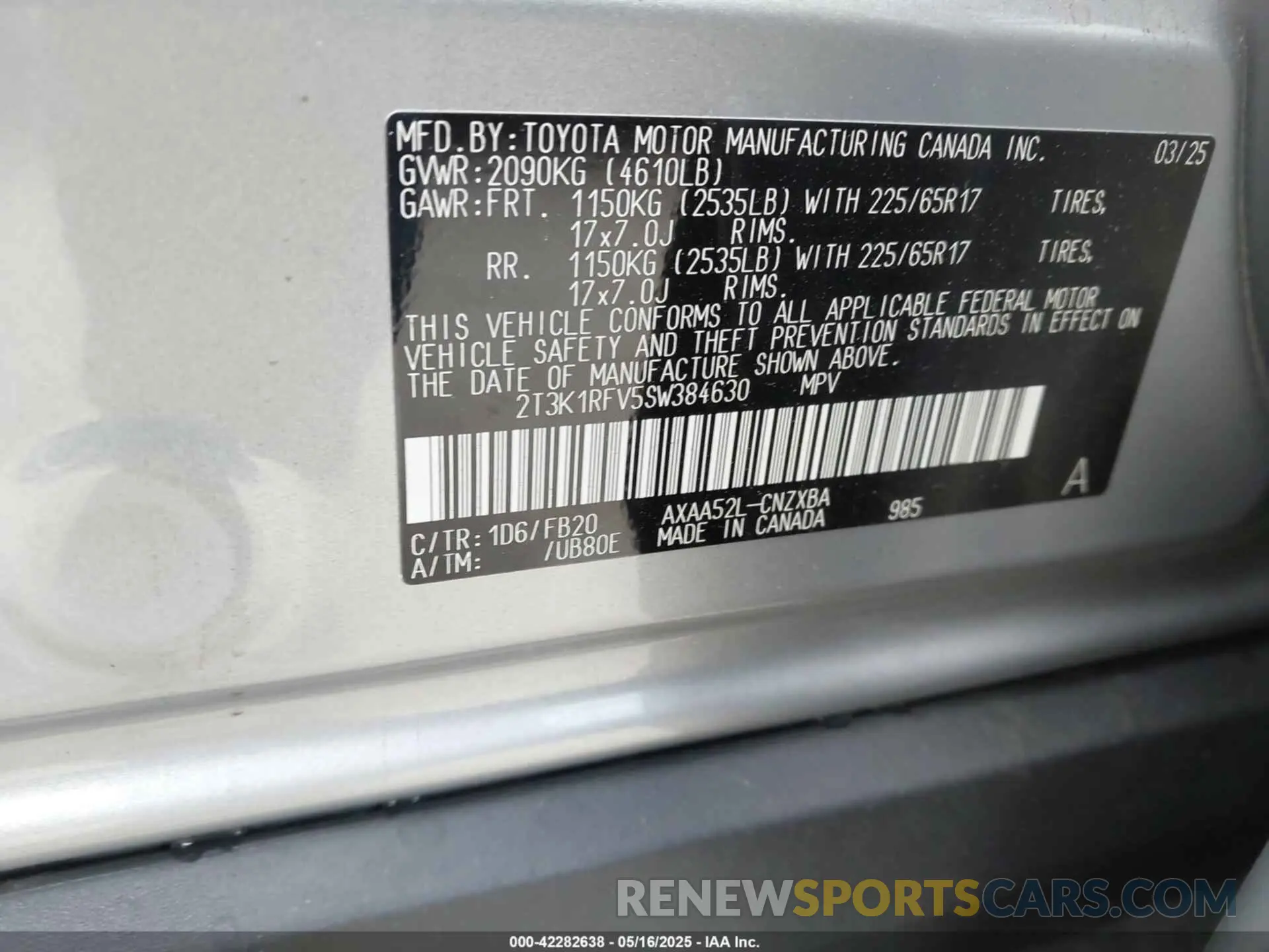 9 Photograph of a damaged car 2T3K1RFV5SW384630 TOYOTA RAV4 2025