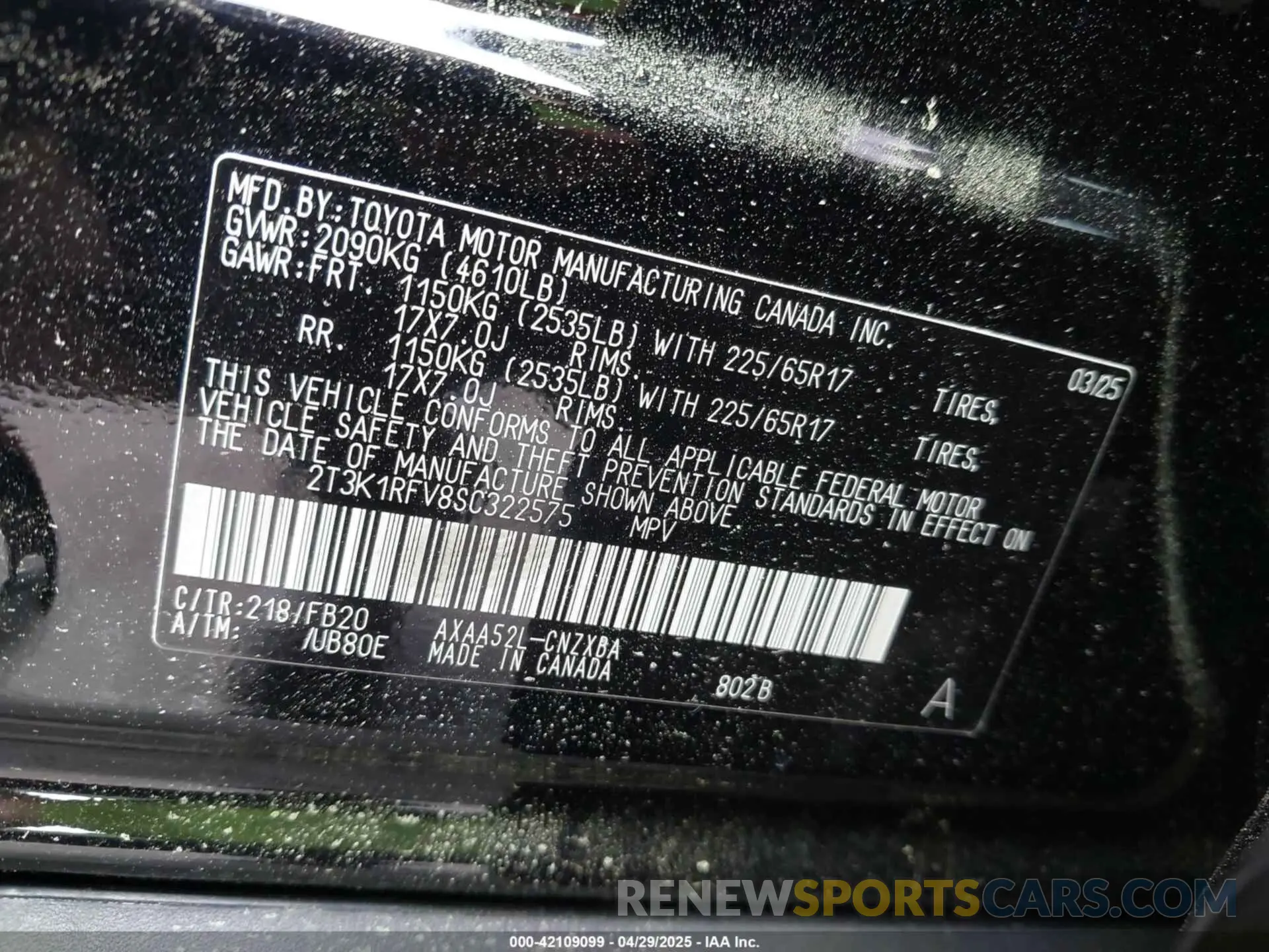 9 Photograph of a damaged car 2T3K1RFV8SC322575 TOYOTA RAV4 2025