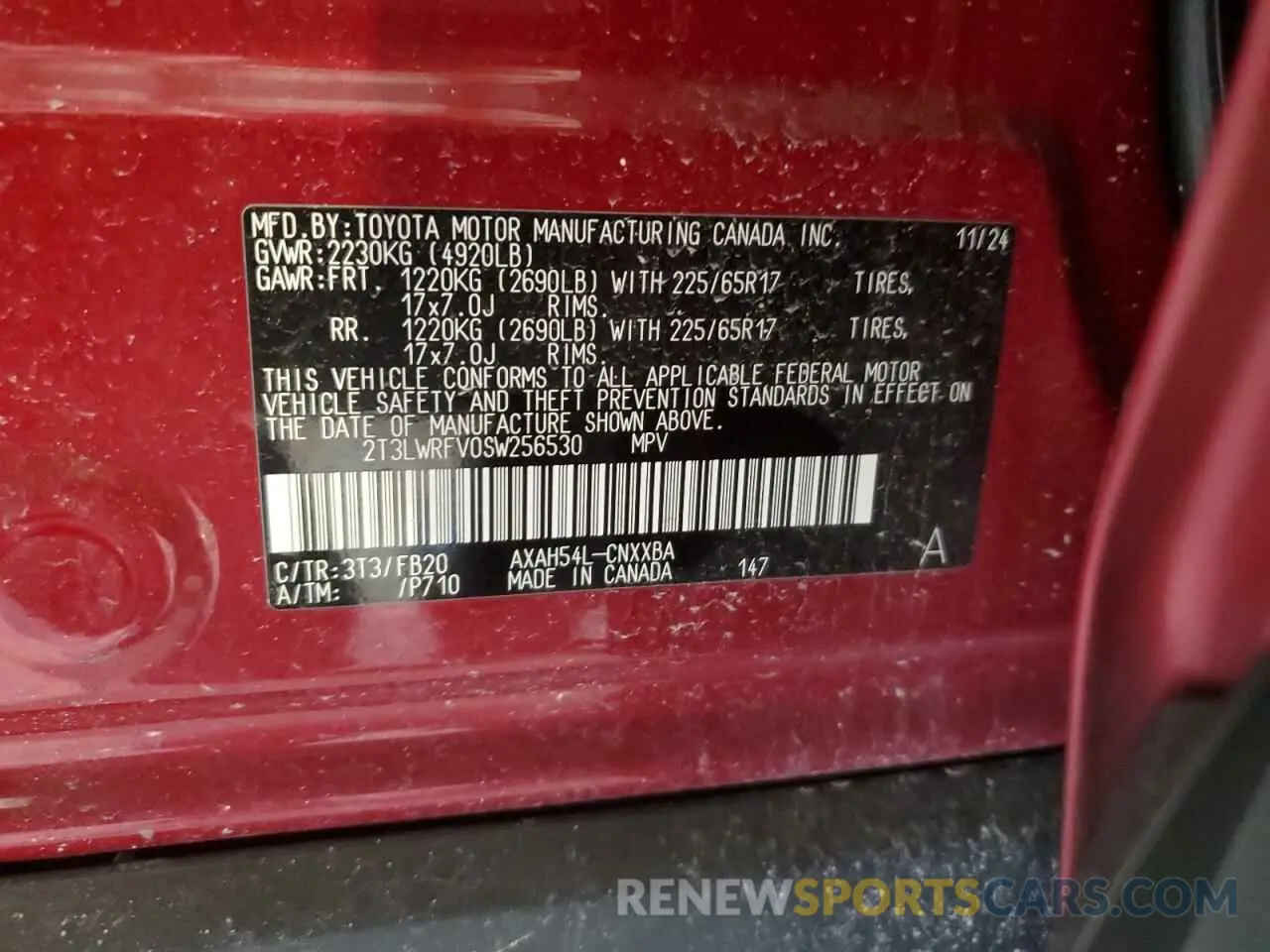 13 Photograph of a damaged car 2T3LWRFV0SW256530 TOYOTA RAV4 2025
