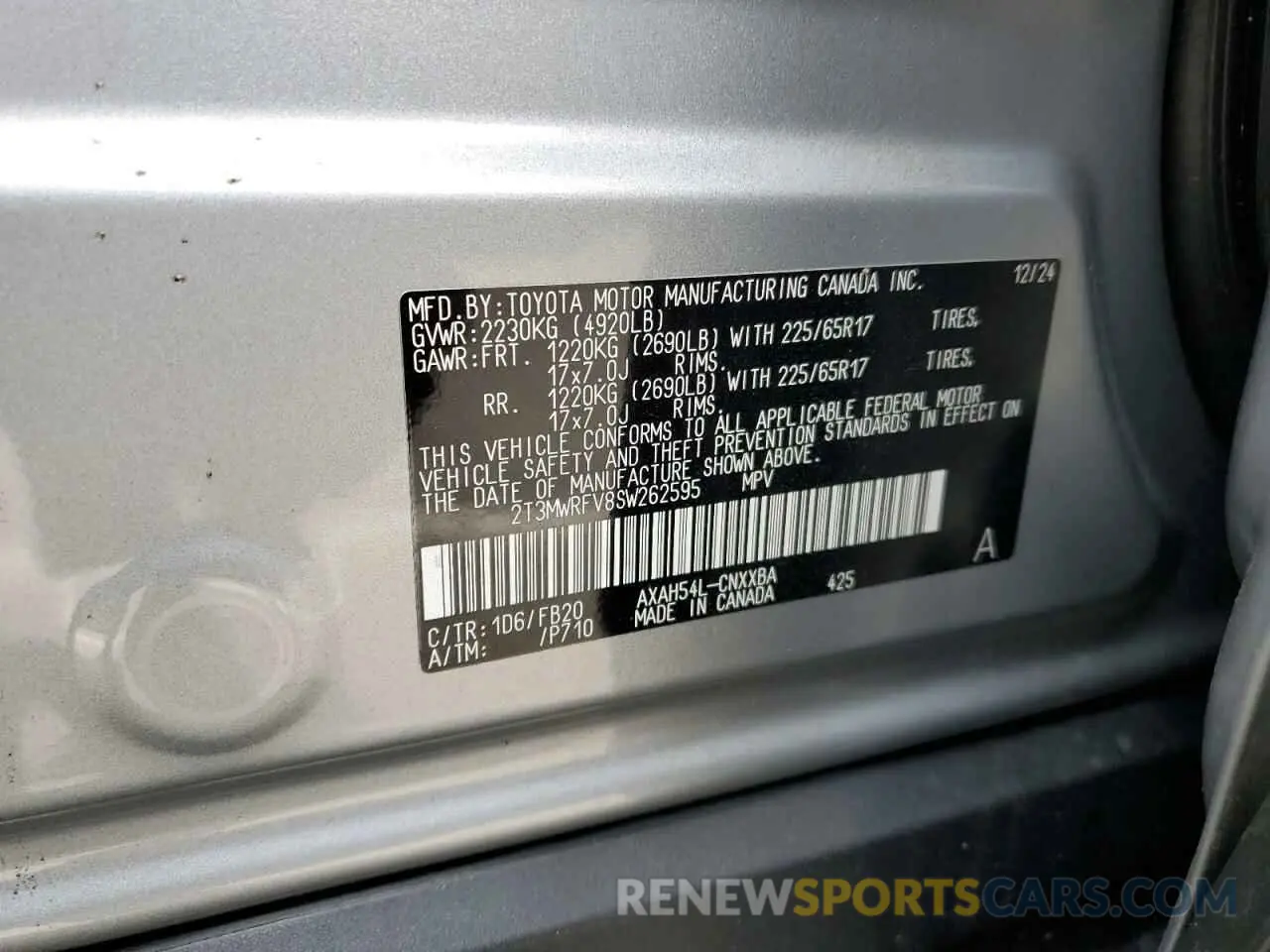 13 Photograph of a damaged car 2T3MWRFV8SW262595 TOYOTA RAV4 2025