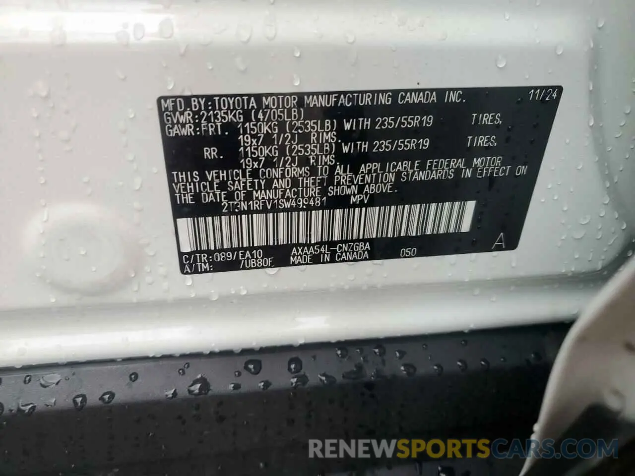 12 Photograph of a damaged car 2T3N1RFV1SW499481 TOYOTA RAV4 2025