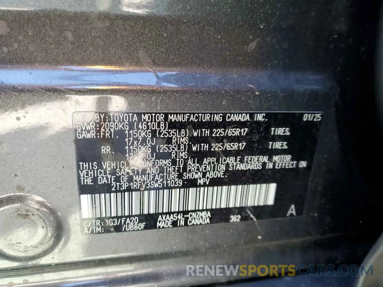 14 Photograph of a damaged car 2T3P1RFV3SW511039 TOYOTA RAV4 2025