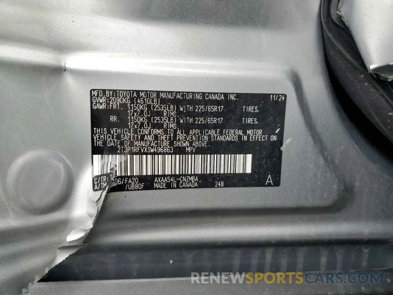15 Photograph of a damaged car 2T3P1RFVXSW496863 TOYOTA RAV4 2025