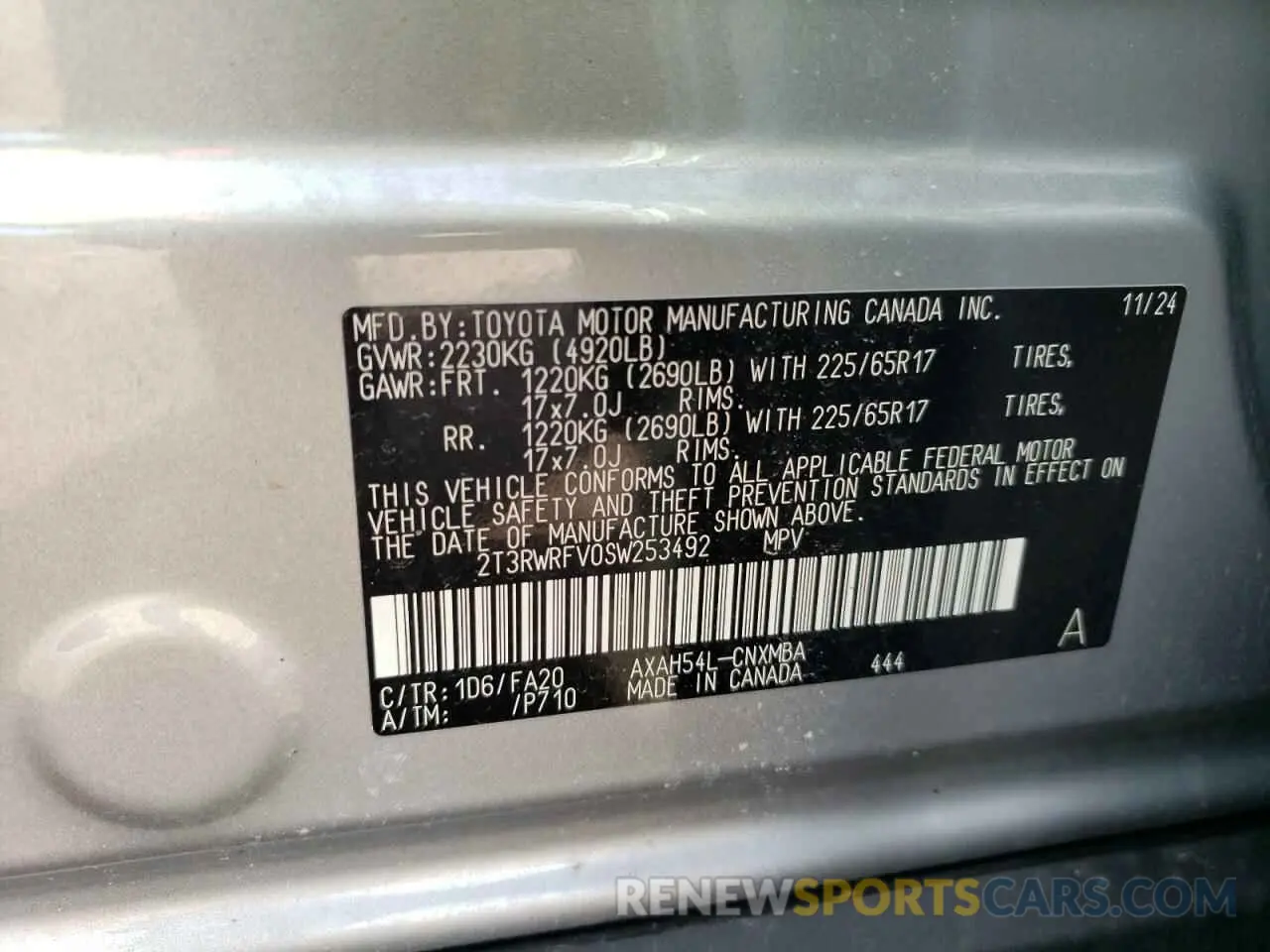 14 Photograph of a damaged car 2T3RWRFV0SW253492 TOYOTA RAV4 2025