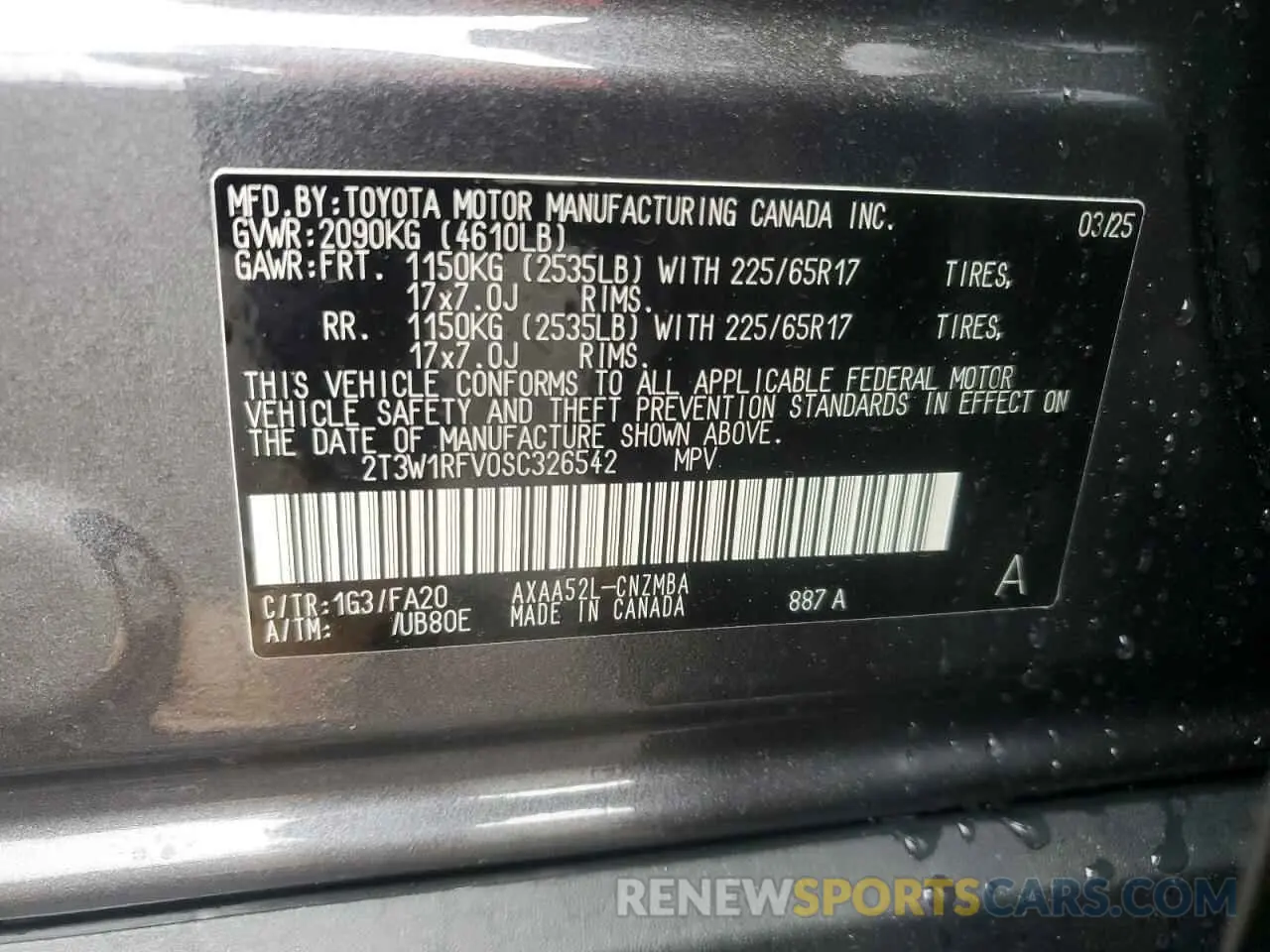 13 Photograph of a damaged car 2T3W1RFV0SC326542 TOYOTA RAV4 2025