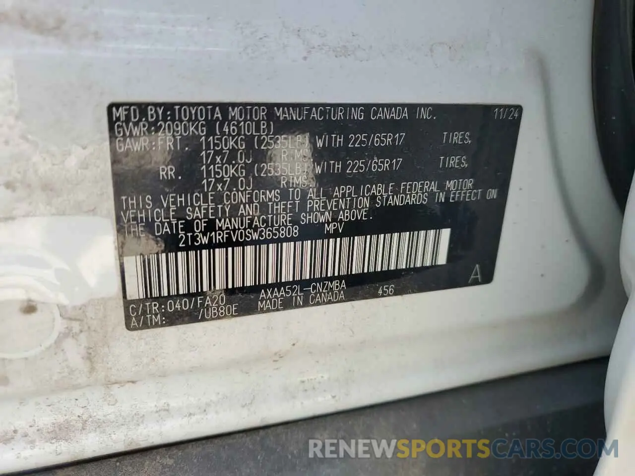 13 Photograph of a damaged car 2T3W1RFV0SW365808 TOYOTA RAV4 2025