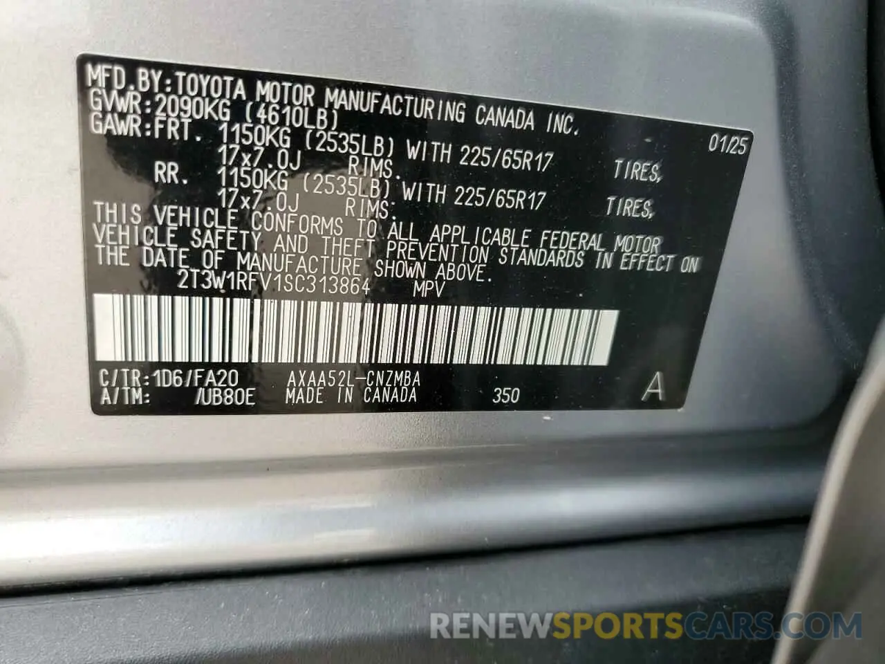 13 Photograph of a damaged car 2T3W1RFV1SC313864 TOYOTA RAV4 2025
