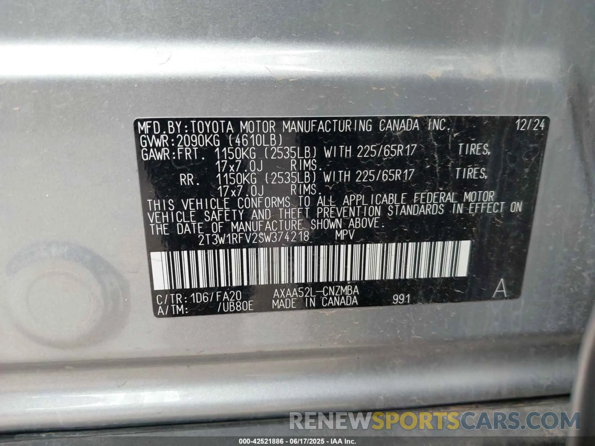 9 Photograph of a damaged car 2T3W1RFV2SW374218 TOYOTA RAV4 2025