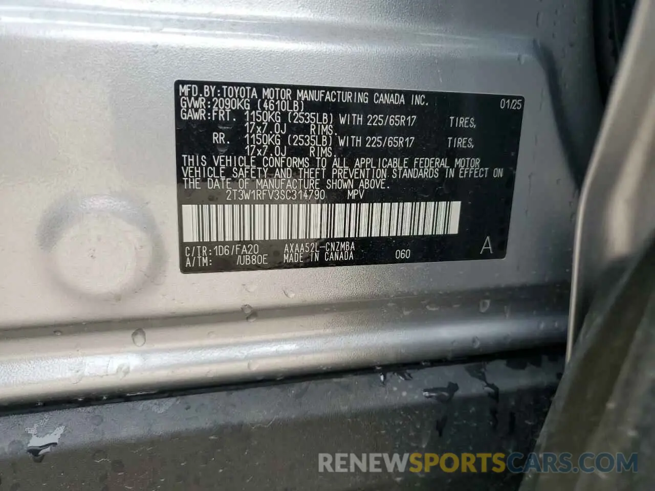 13 Photograph of a damaged car 2T3W1RFV3SC314790 TOYOTA RAV4 2025