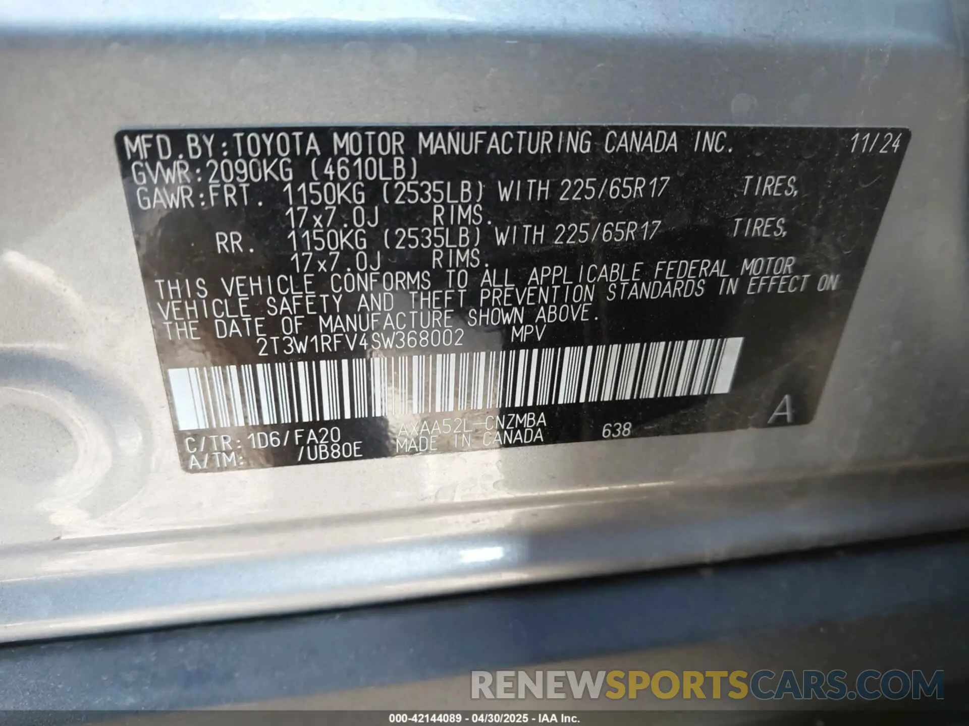 9 Photograph of a damaged car 2T3W1RFV4SW368002 TOYOTA RAV4 2025