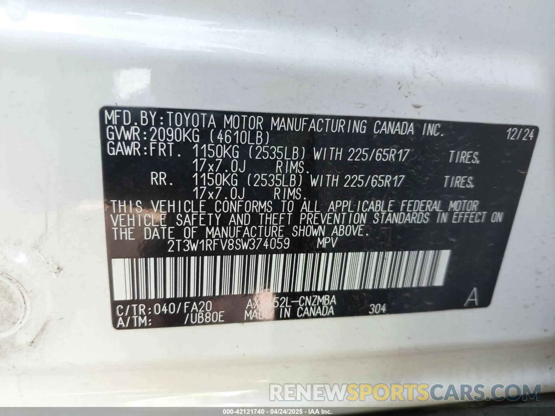 9 Photograph of a damaged car 2T3W1RFV8SW374059 TOYOTA RAV4 2025