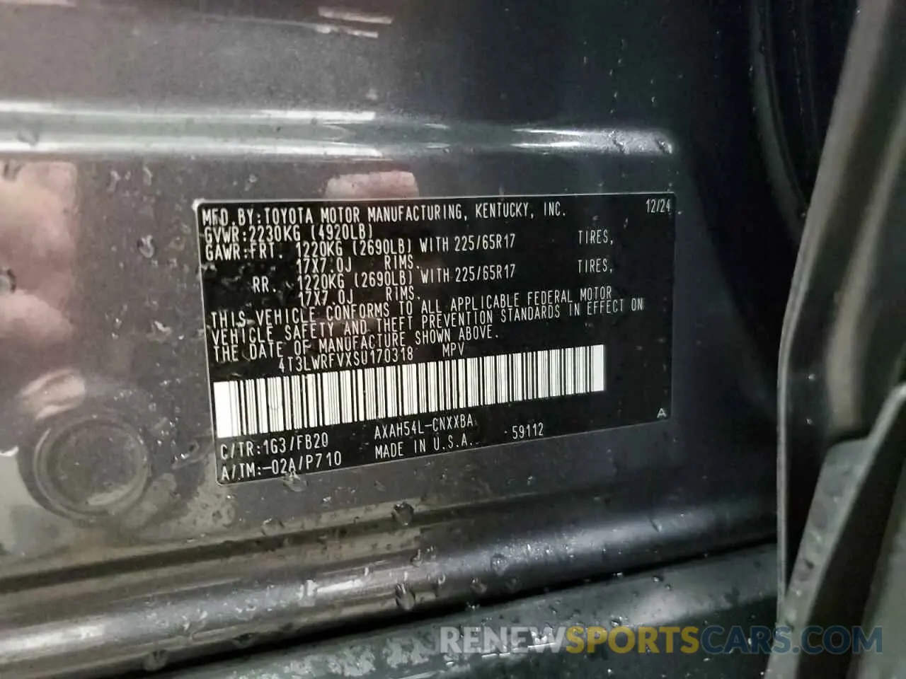 13 Photograph of a damaged car 4T3LWRFVXSU170318 TOYOTA RAV4 2025