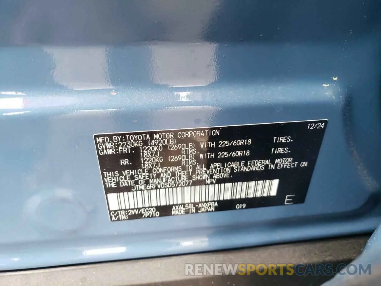 13 Photograph of a damaged car JTME6RFV0SD572077 TOYOTA RAV4 2025