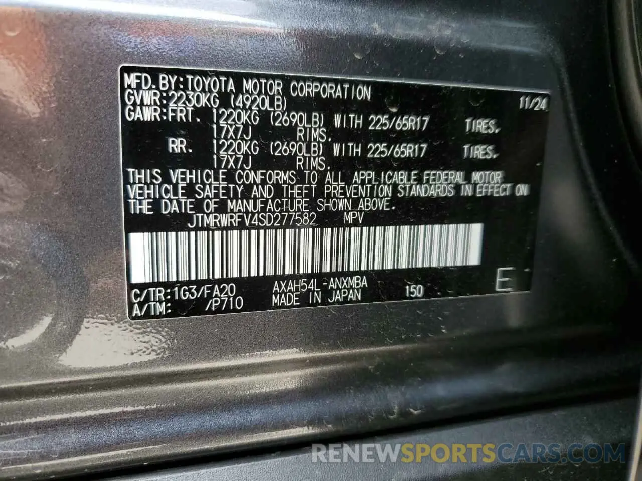 13 Photograph of a damaged car JTMRWRFV4SD277582 TOYOTA RAV4 2025