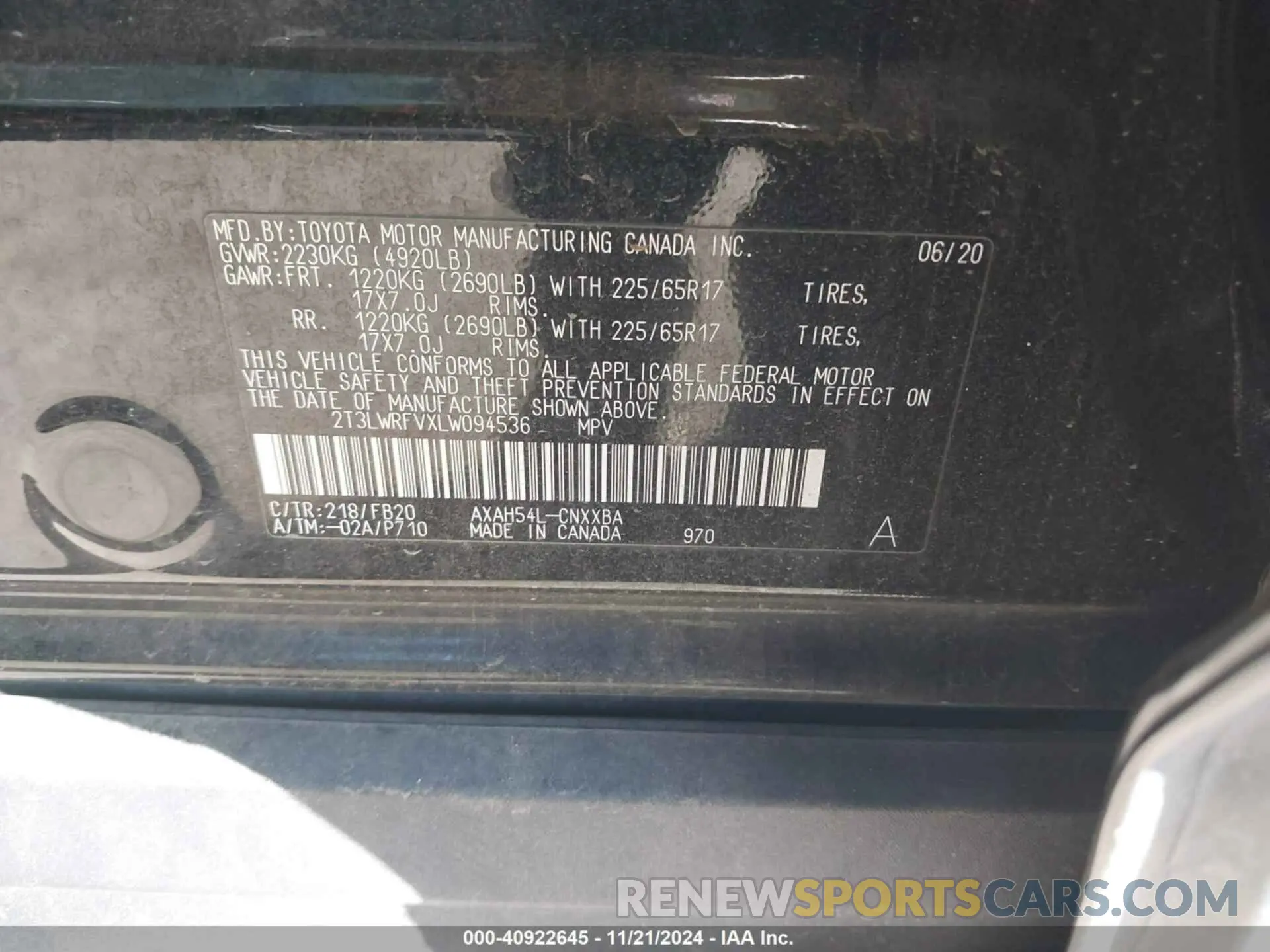 9 Photograph of a damaged car 2T3LWRFVXLW094536 TOYOTA RAV4 HYBRID 2020