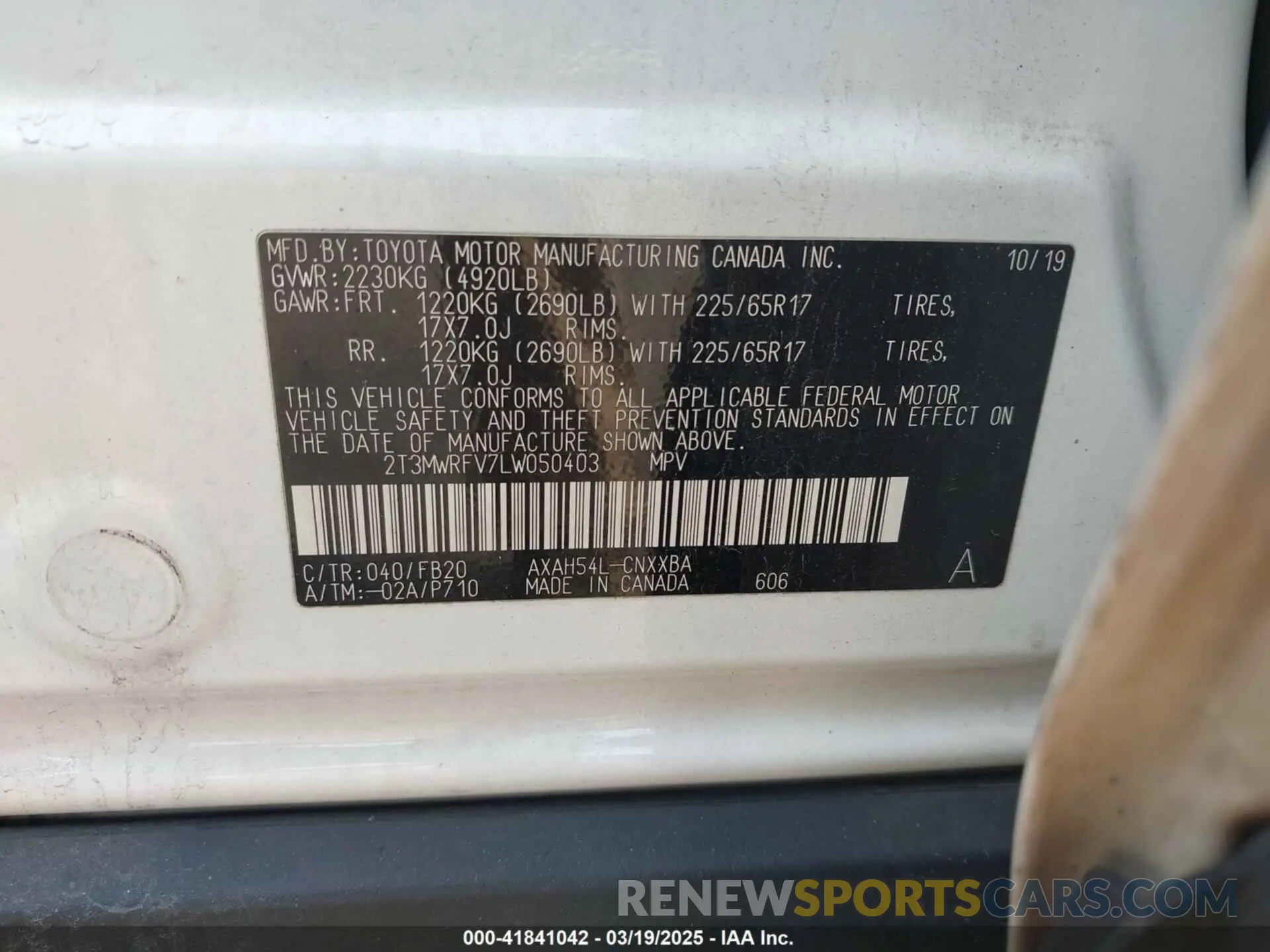 9 Photograph of a damaged car 2T3MWRFV7LW050403 TOYOTA RAV4 HYBRID 2020