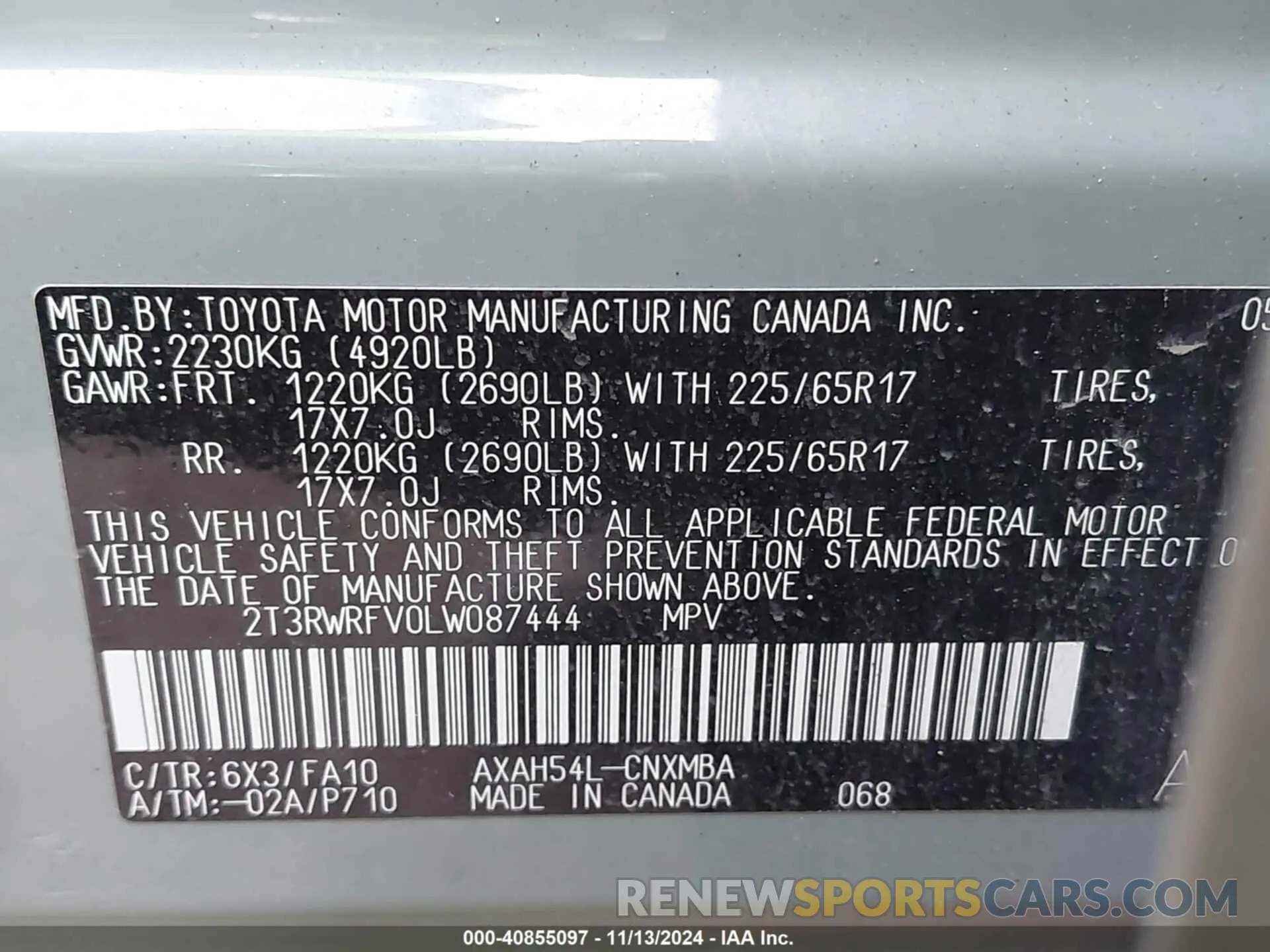 9 Photograph of a damaged car 2T3RWRFV0LW087444 TOYOTA RAV4 HYBRID 2020