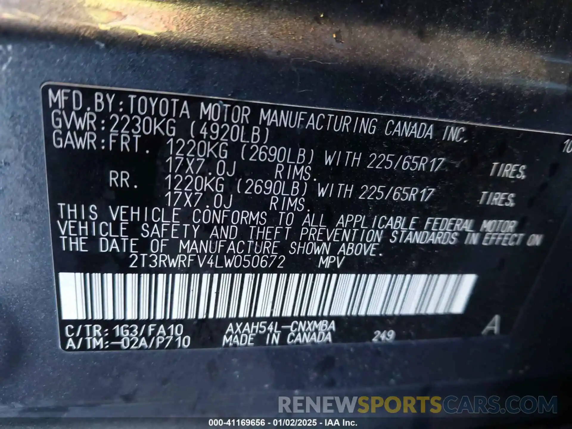 9 Photograph of a damaged car 2T3RWRFV4LW050672 TOYOTA RAV4 HYBRID 2020