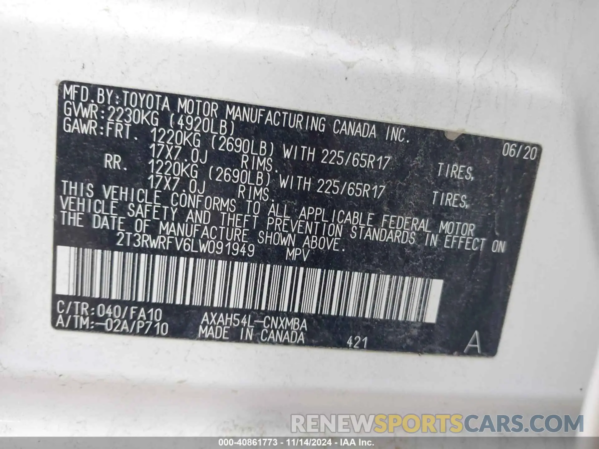 9 Photograph of a damaged car 2T3RWRFV6LW091949 TOYOTA RAV4 HYBRID 2020