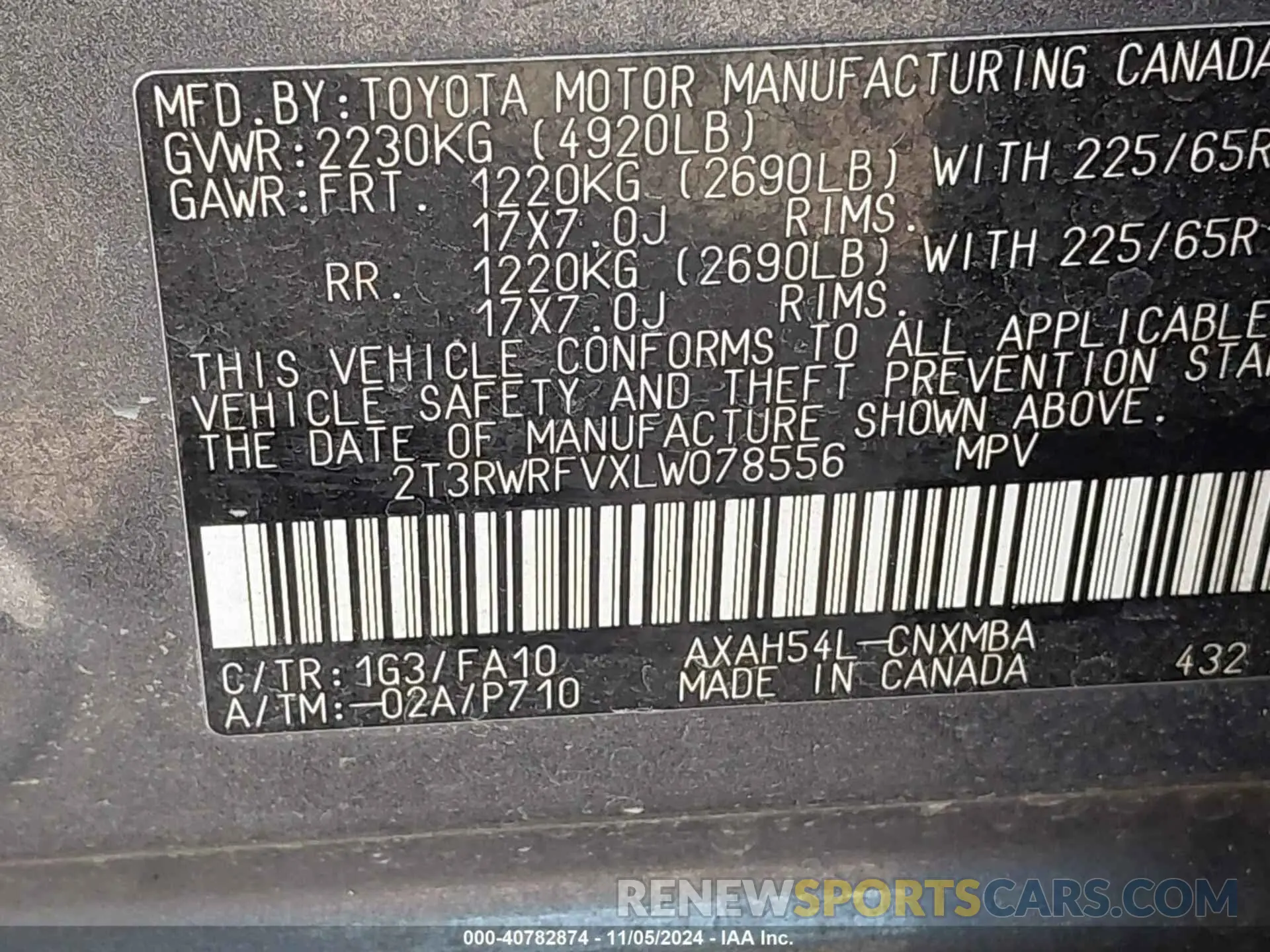 9 Photograph of a damaged car 2T3RWRFVXLW078556 TOYOTA RAV4 HYBRID 2020