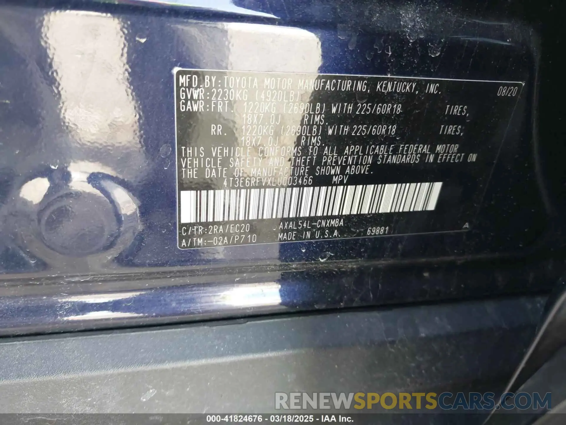 9 Photograph of a damaged car 4T3E6RFVXLU003466 TOYOTA RAV4 HYBRID 2020