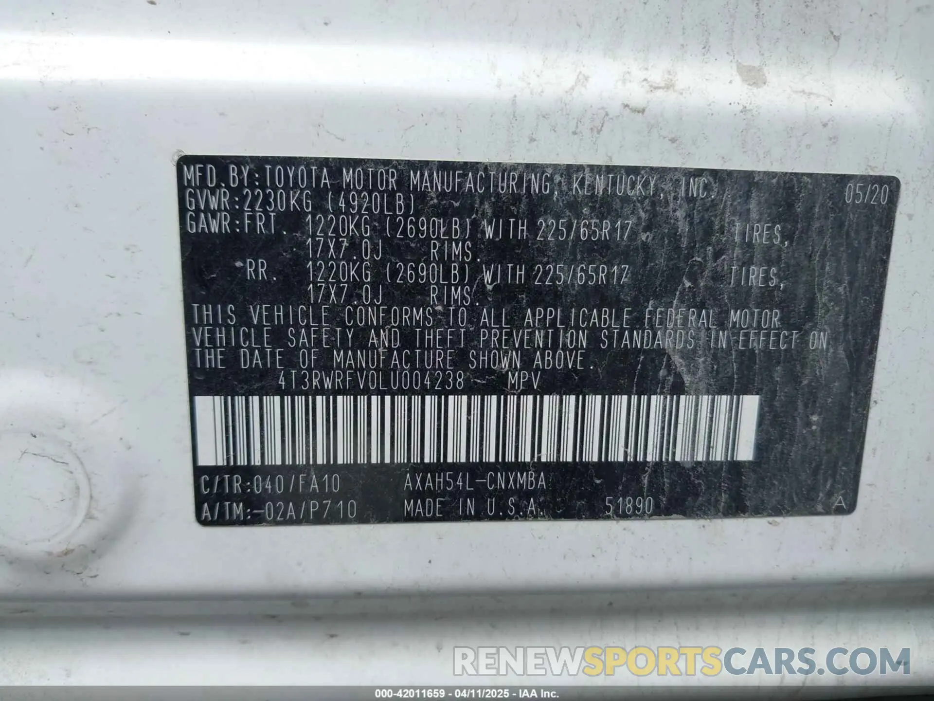 9 Photograph of a damaged car 4T3RWRFV0LU004238 TOYOTA RAV4 HYBRID 2020