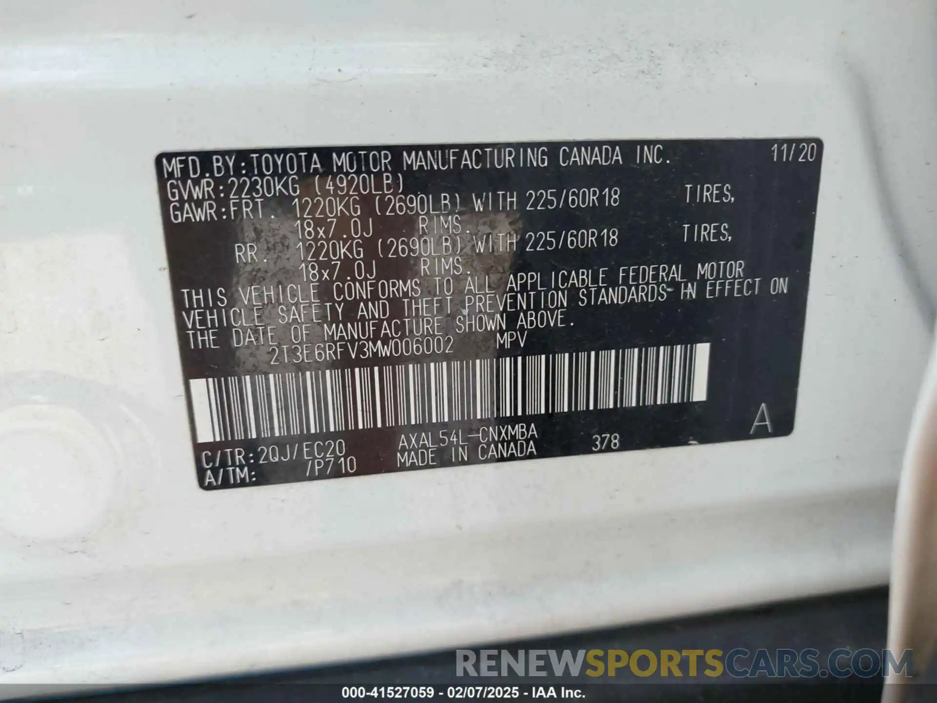 9 Photograph of a damaged car 2T3E6RFV3MW006002 TOYOTA RAV4 HYBRID 2021