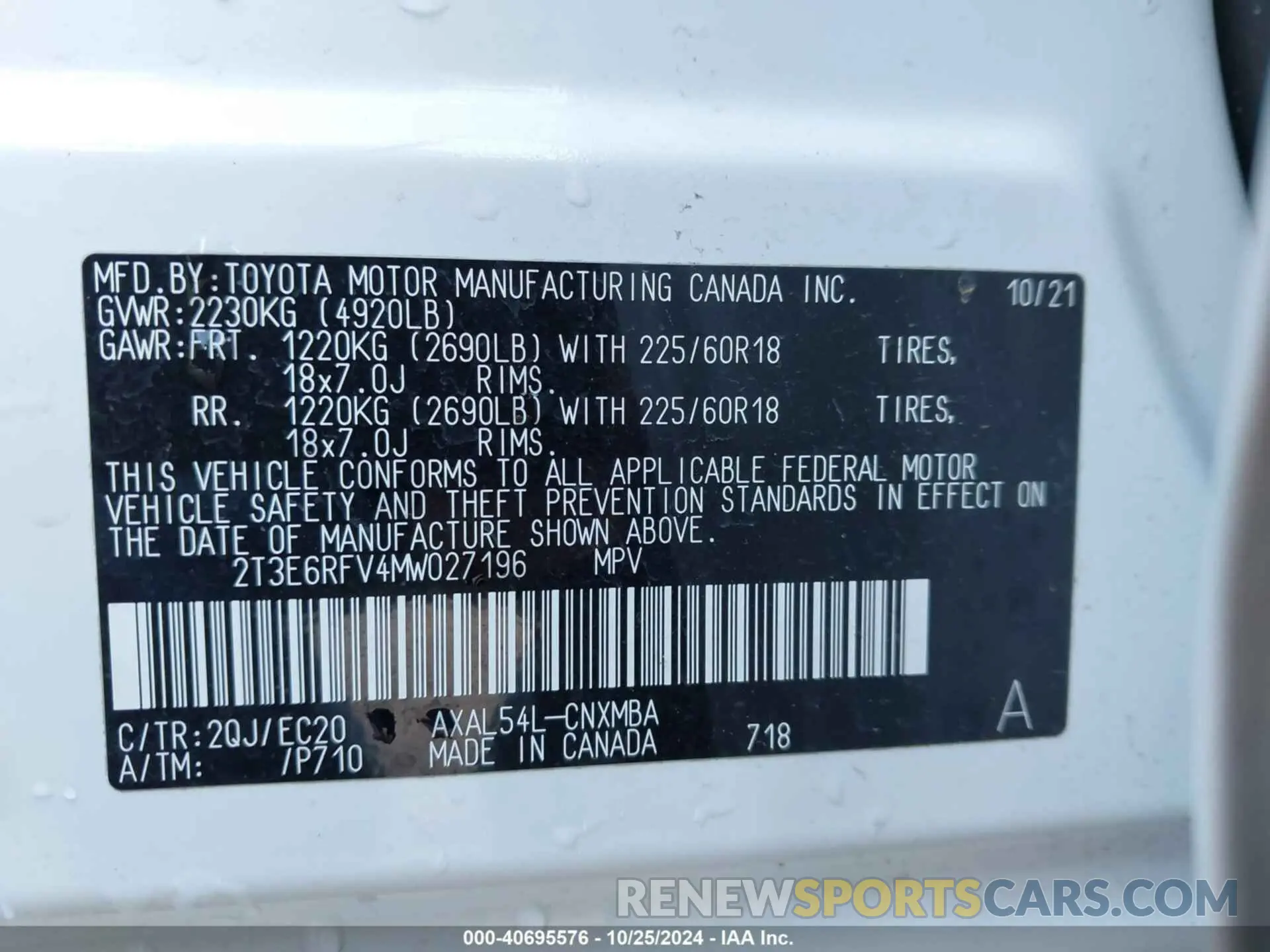 9 Photograph of a damaged car 2T3E6RFV4MW027196 TOYOTA RAV4 HYBRID 2021