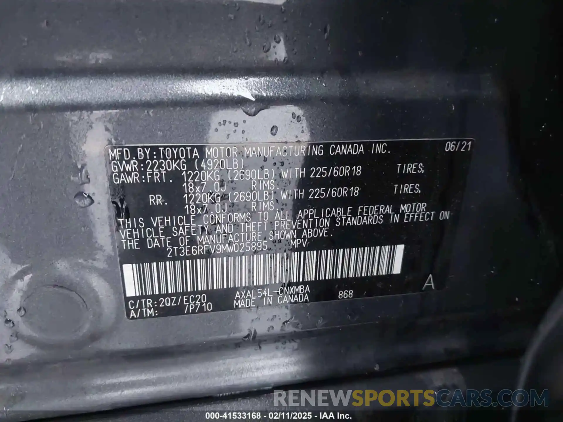 9 Photograph of a damaged car 2T3E6RFV9MW025895 TOYOTA RAV4 HYBRID 2021