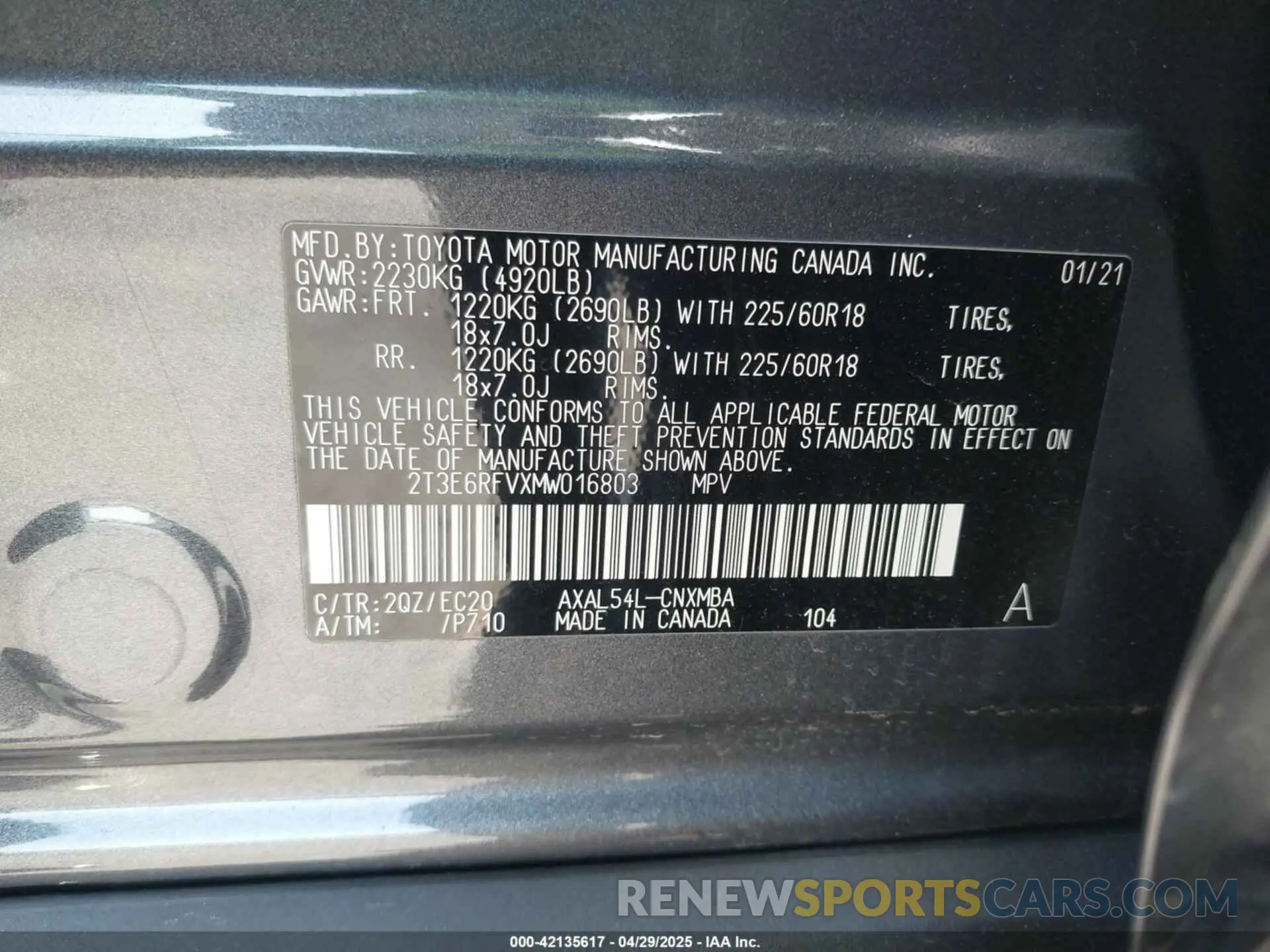 9 Photograph of a damaged car 2T3E6RFVXMW016803 TOYOTA RAV4 HYBRID 2021