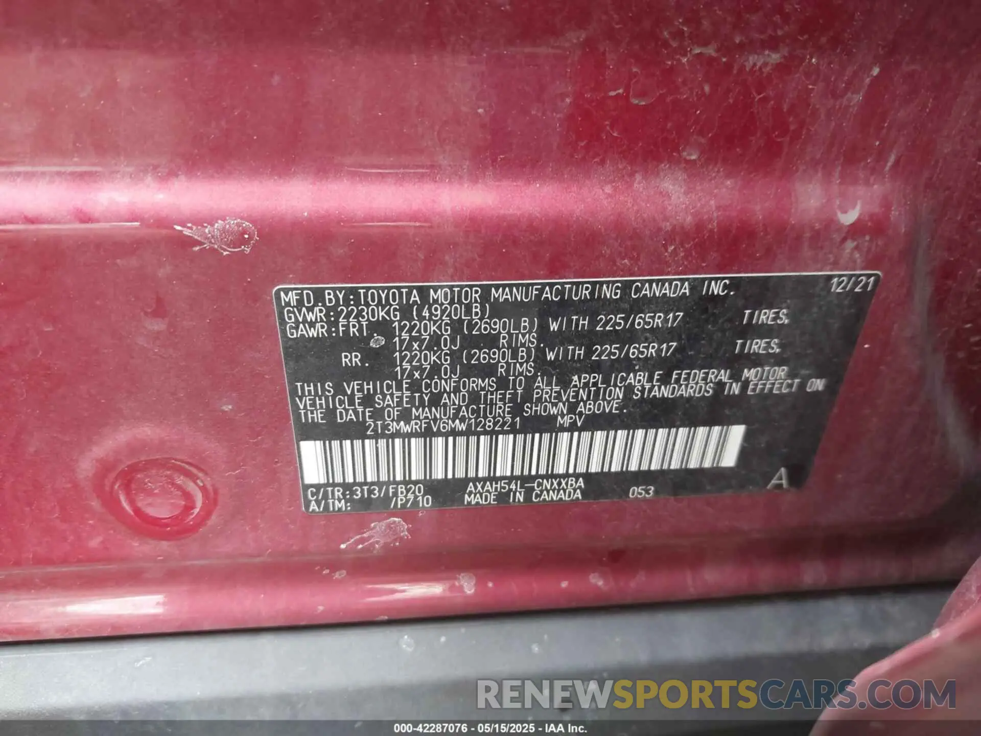 9 Photograph of a damaged car 2T3MWRFV6MW128221 TOYOTA RAV4 HYBRID 2021
