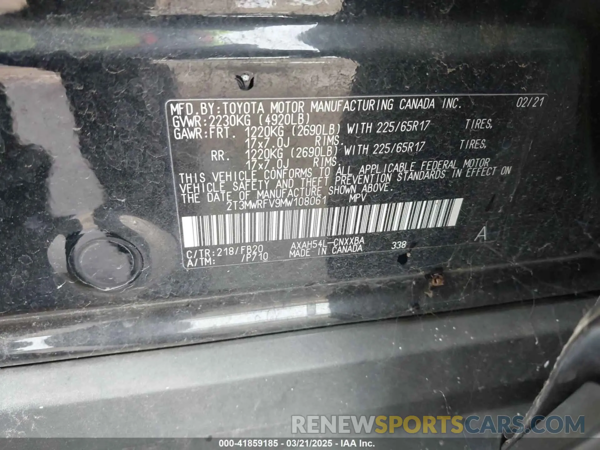 9 Photograph of a damaged car 2T3MWRFV9MW108061 TOYOTA RAV4 HYBRID 2021