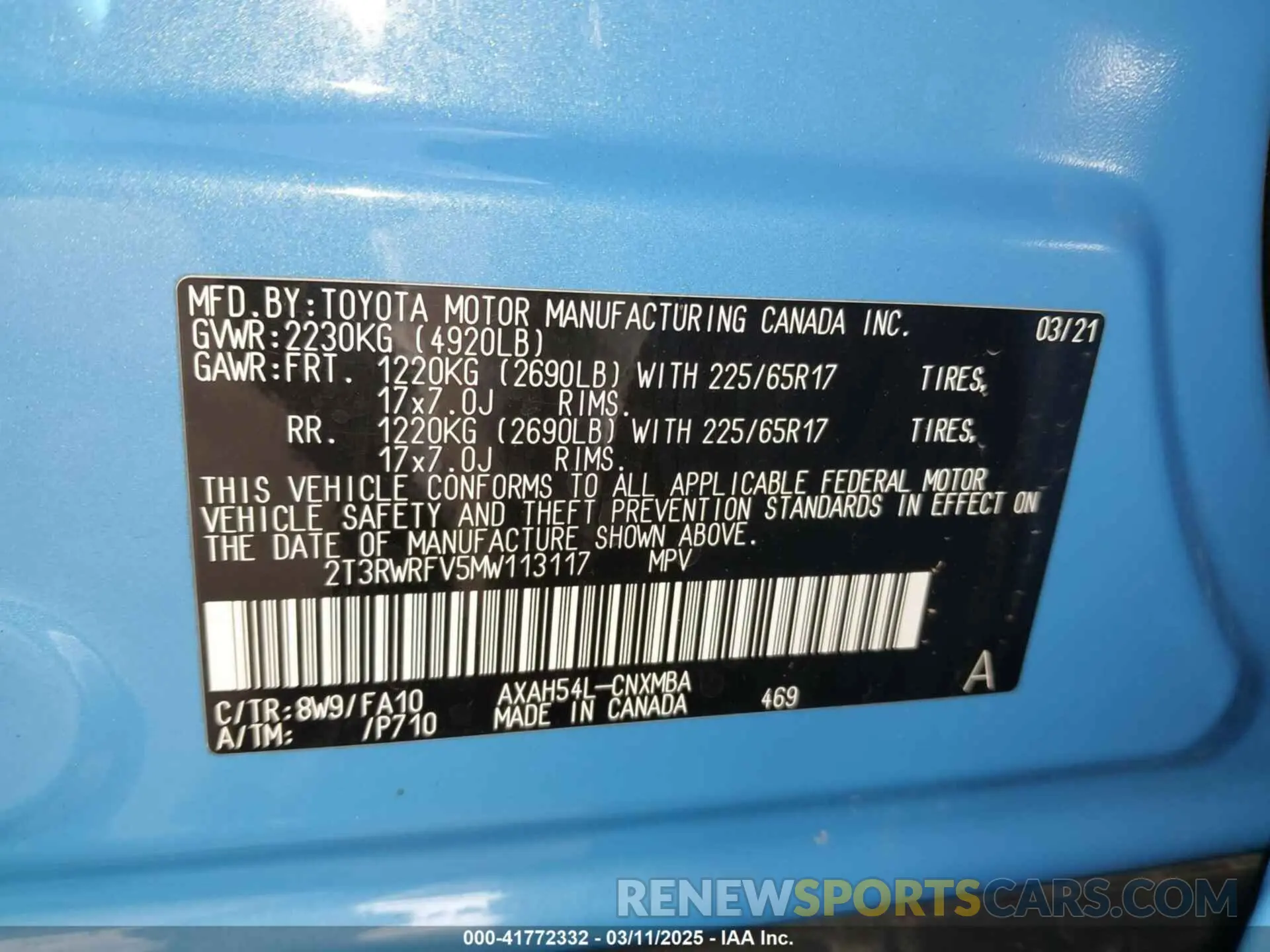 9 Photograph of a damaged car 2T3RWRFV5MW113117 TOYOTA RAV4 HYBRID 2021