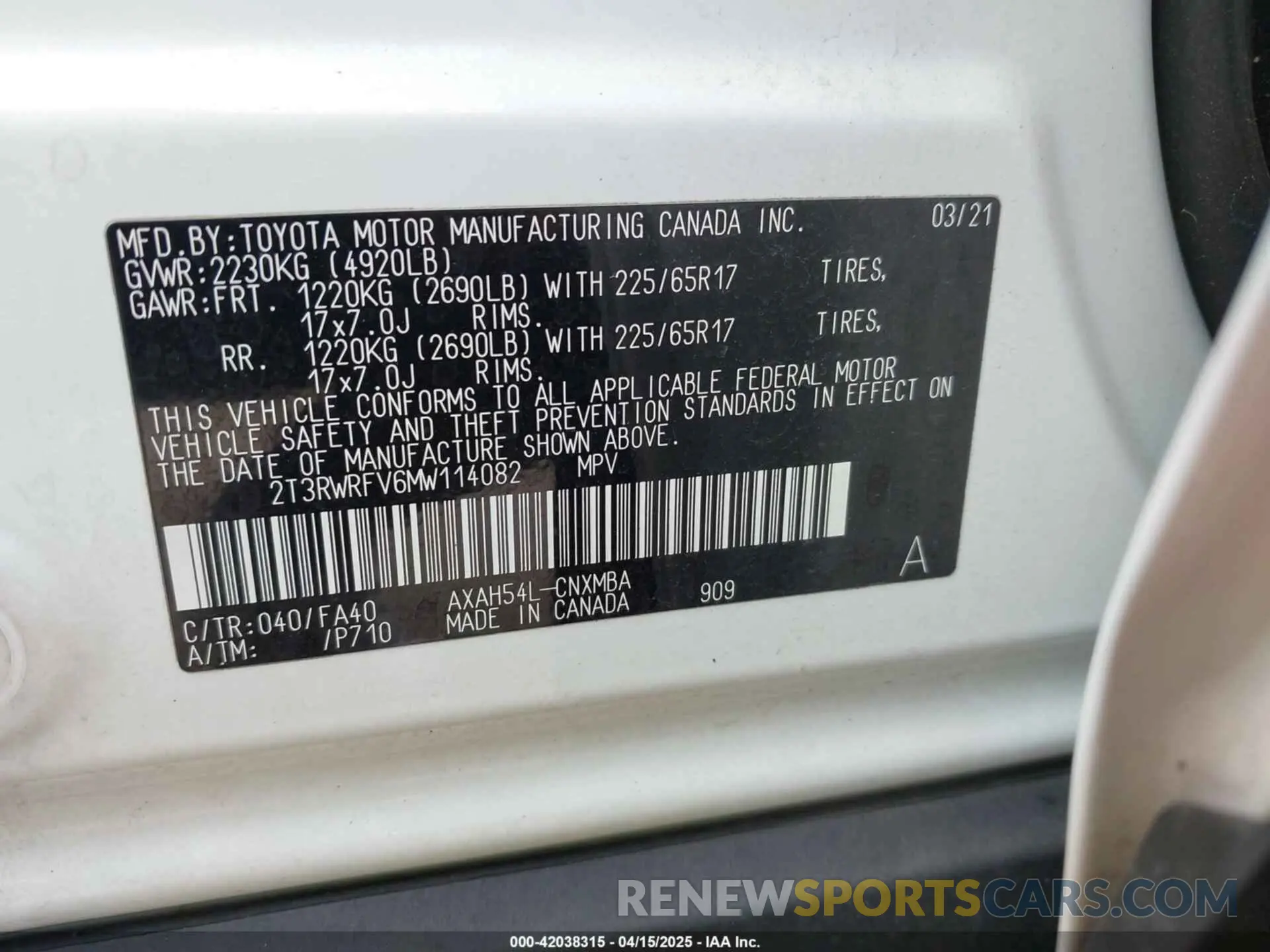 9 Photograph of a damaged car 2T3RWRFV6MW114082 TOYOTA RAV4 HYBRID 2021