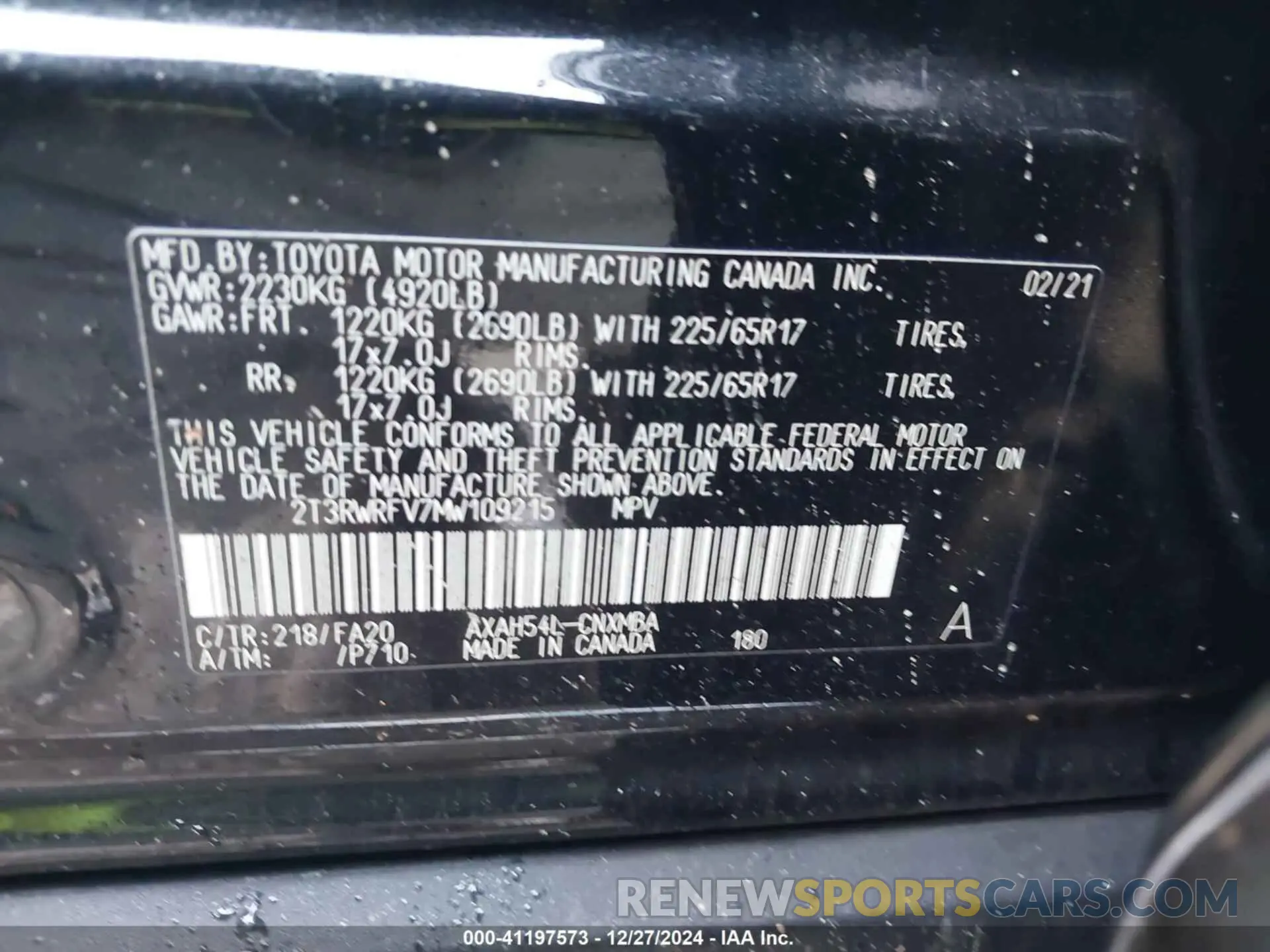 9 Photograph of a damaged car 2T3RWRFV7MW109215 TOYOTA RAV4 HYBRID 2021