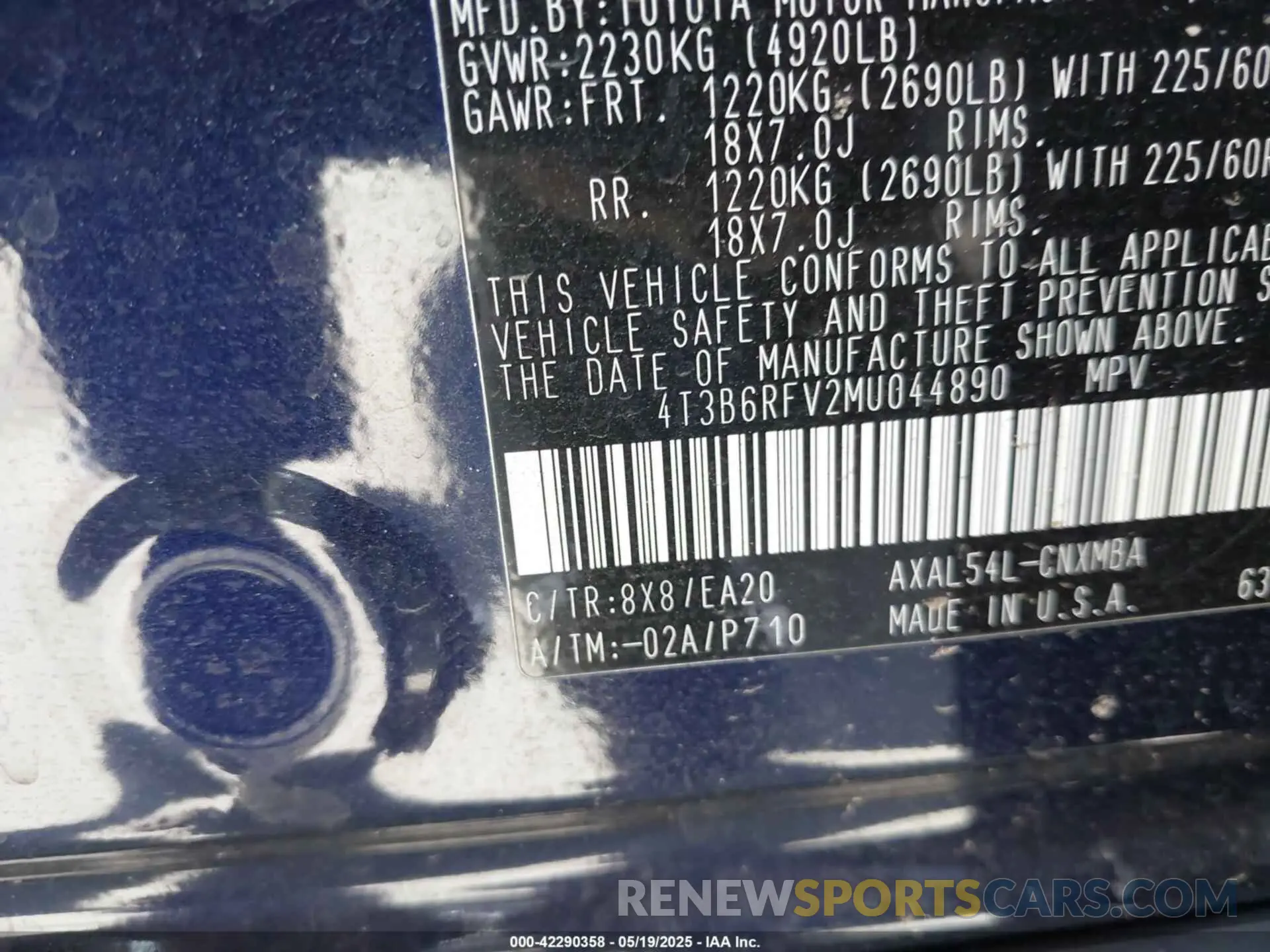 9 Photograph of a damaged car 4T3B6RFV2MU044890 TOYOTA RAV4 HYBRID 2021