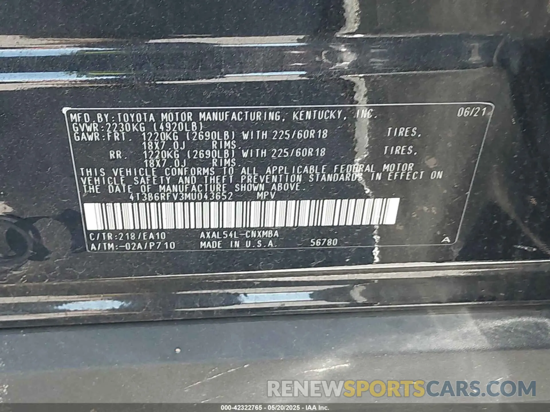 9 Photograph of a damaged car 4T3B6RFV3MU043652 TOYOTA RAV4 HYBRID 2021