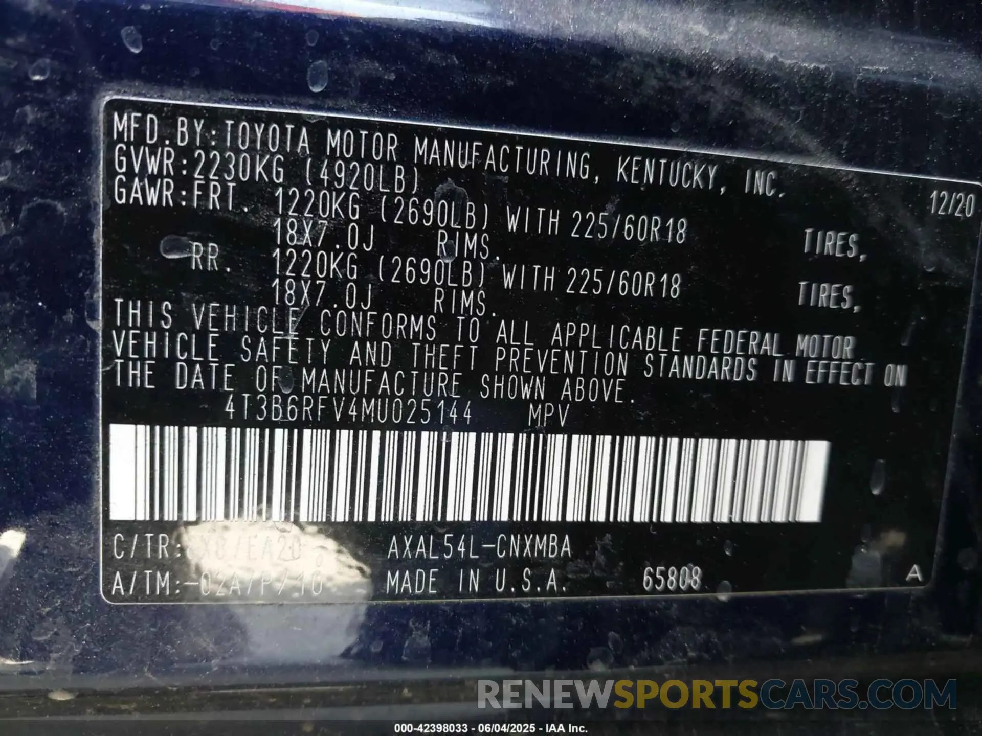 9 Photograph of a damaged car 4T3B6RFV4MU025144 TOYOTA RAV4 HYBRID 2021