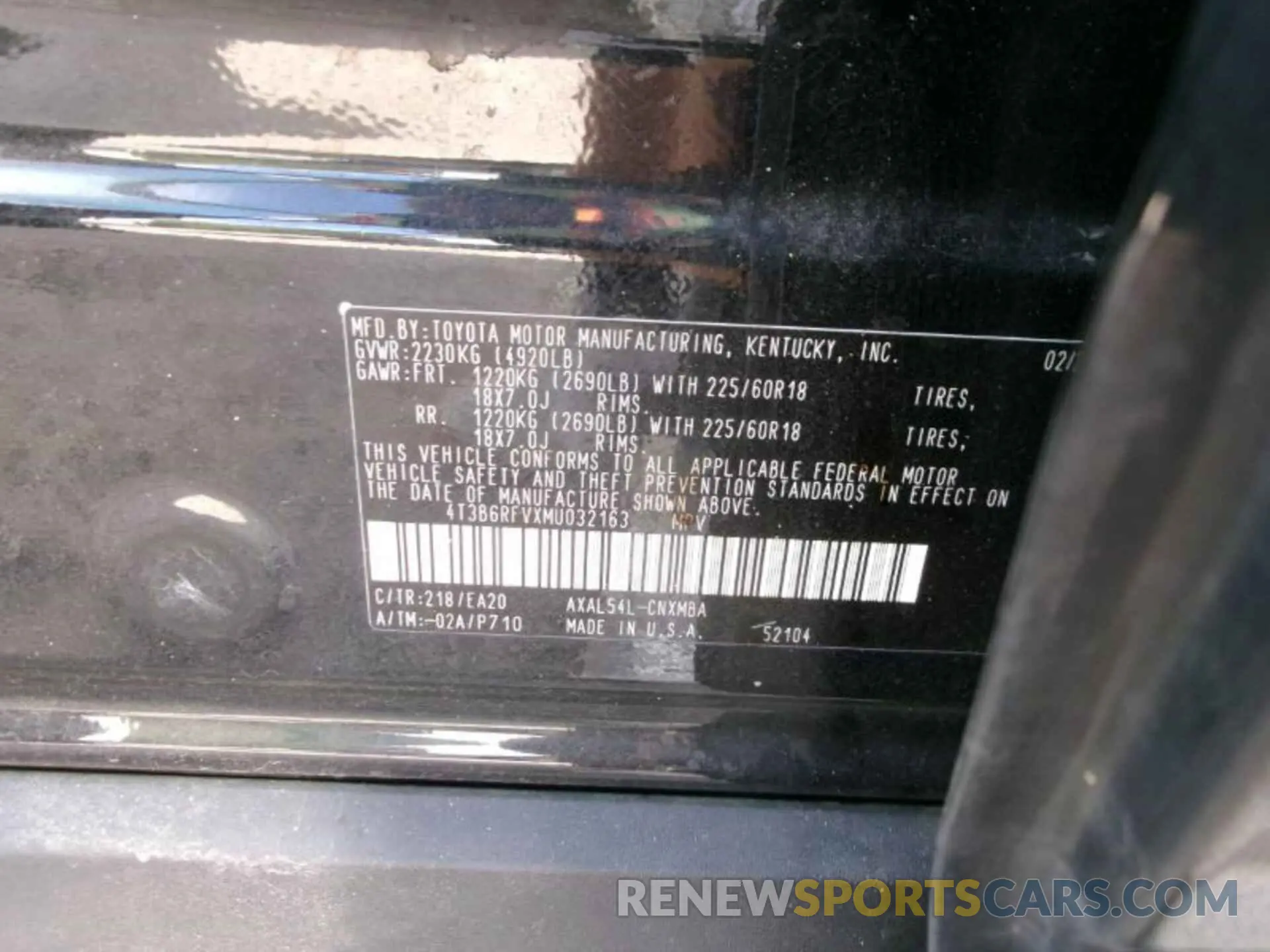 6 Photograph of a damaged car 4T3B6RFVXMU032163 TOYOTA RAV4 HYBRID 2021
