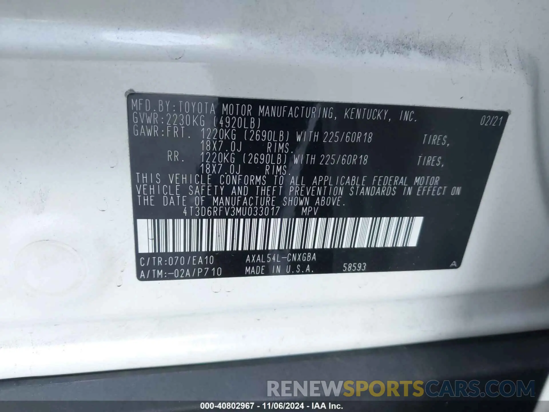 9 Photograph of a damaged car 4T3D6RFV3MU033017 TOYOTA RAV4 HYBRID 2021