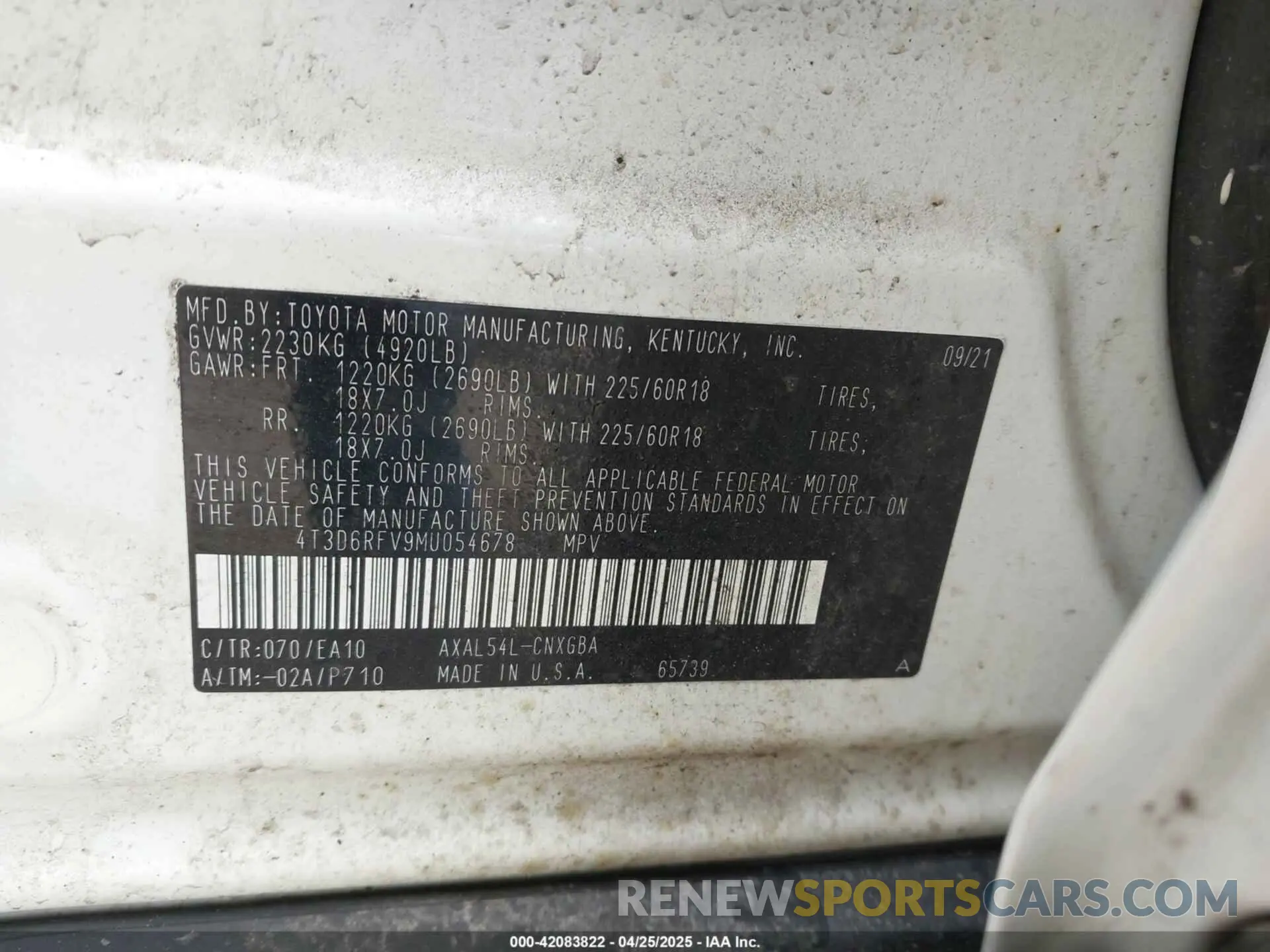 9 Photograph of a damaged car 4T3D6RFV9MU054678 TOYOTA RAV4 HYBRID 2021