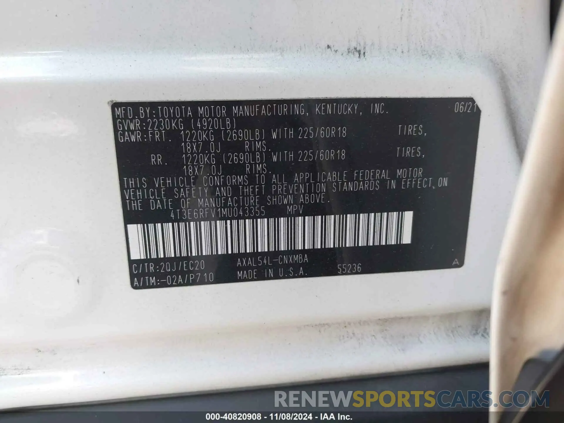 9 Photograph of a damaged car 4T3E6RFV1MU043355 TOYOTA RAV4 HYBRID 2021