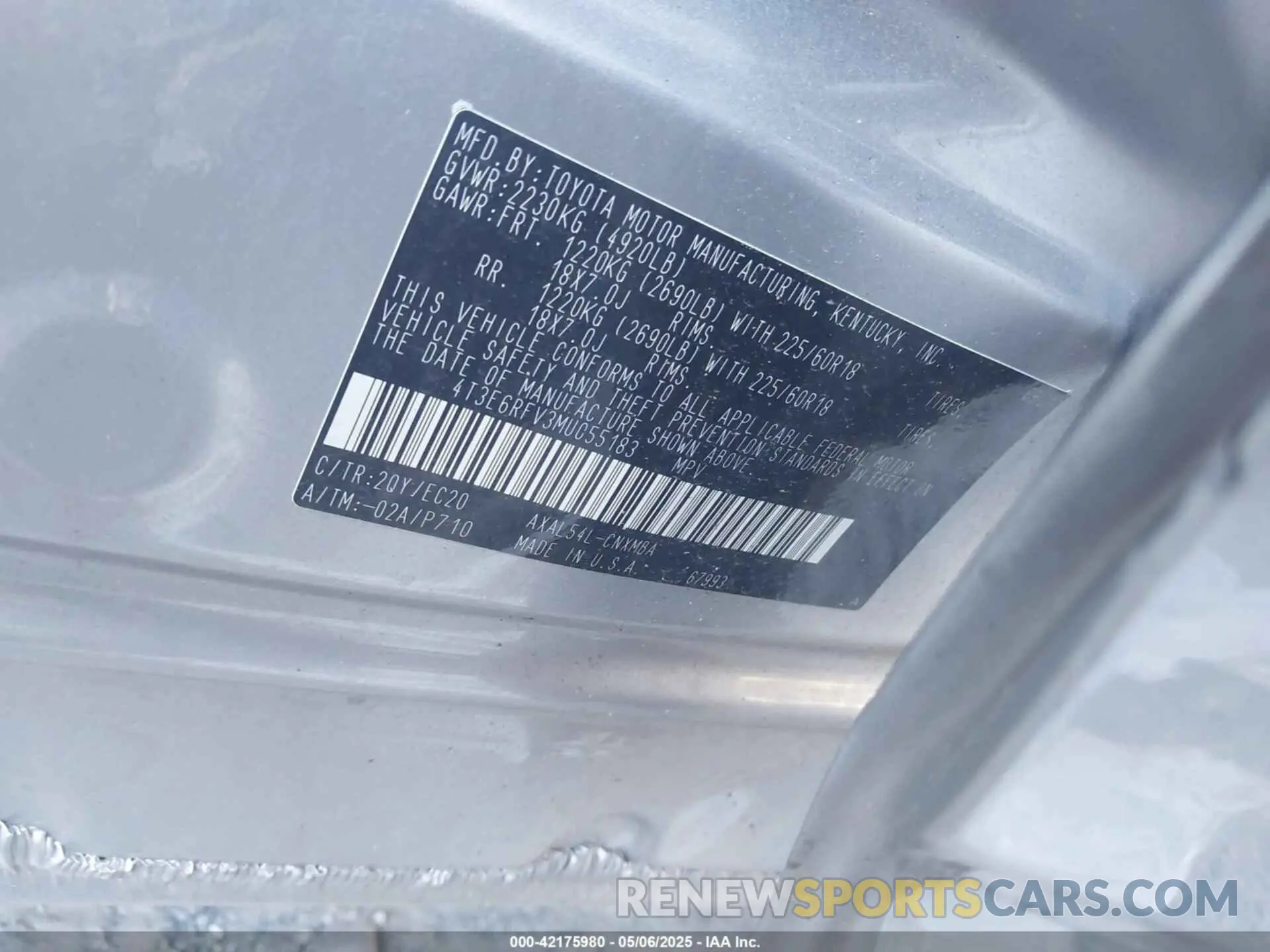 9 Photograph of a damaged car 4T3E6RFV3MU055183 TOYOTA RAV4 HYBRID 2021